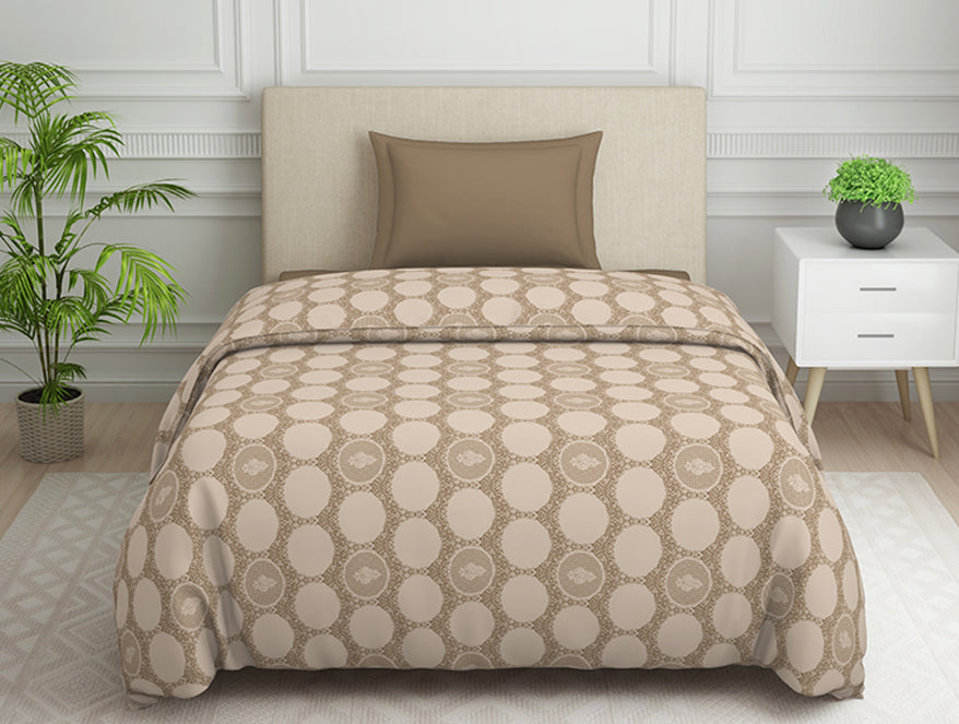 Spaces India Ornate Beige Polycotton Quilt Single Harmony - By Welspun