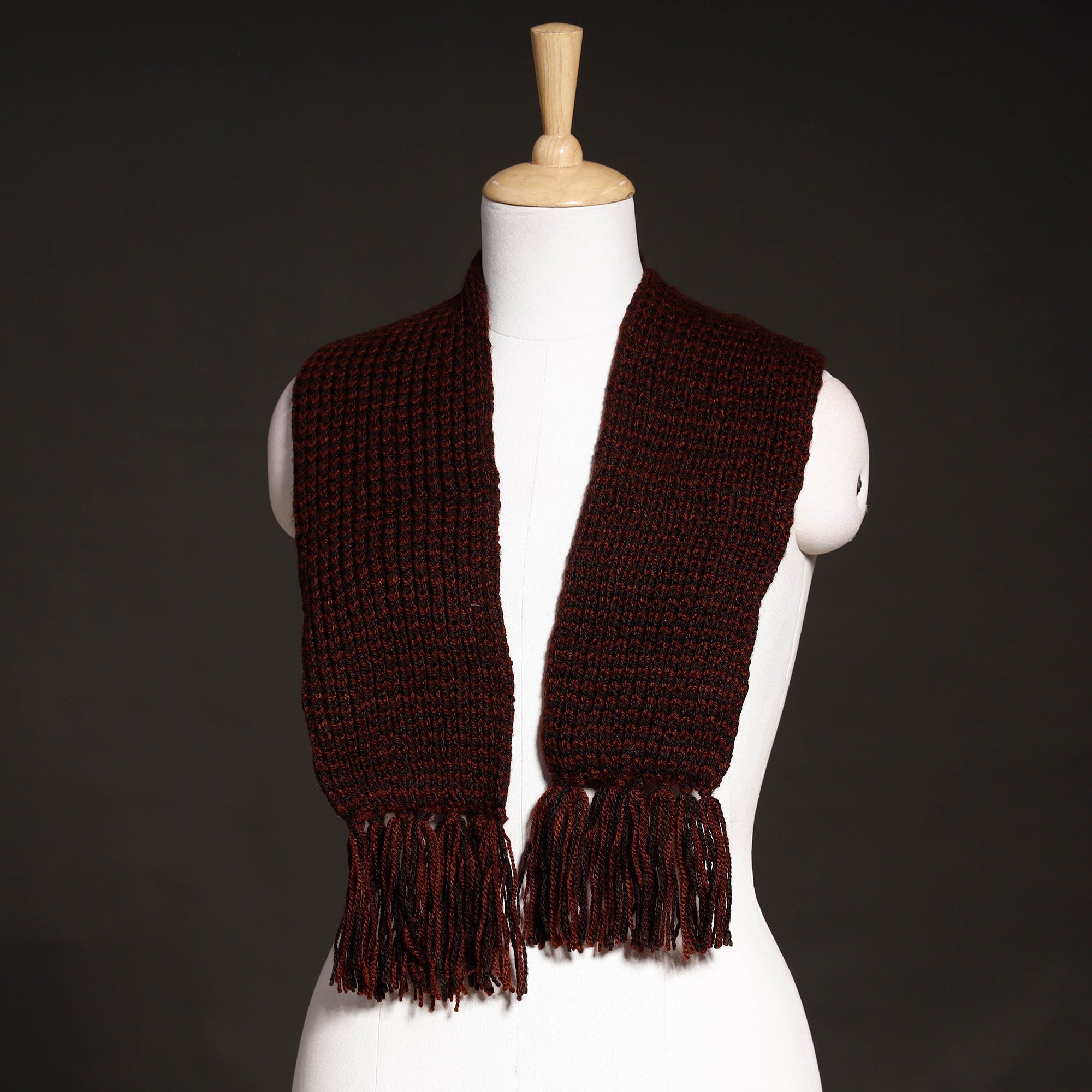 KILMORA Brown - Kumaun Hand Knitted Woolen Muffler (66 in)