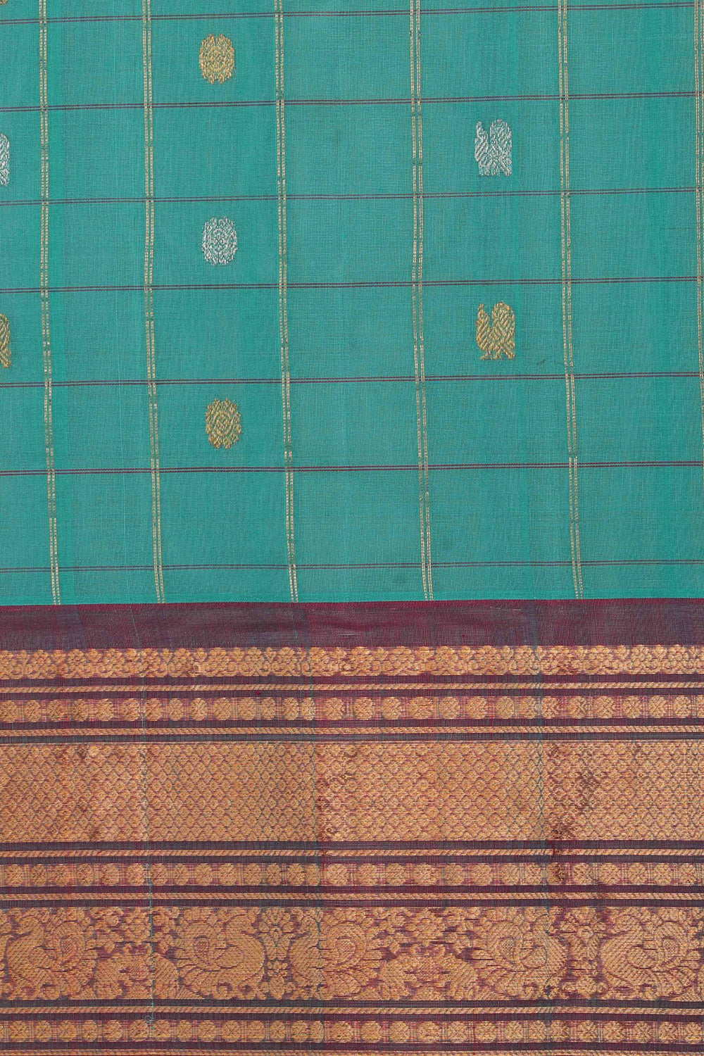Kalanjali Gadwal Cotton Silk Sea-Green Saree – Women's - view 2