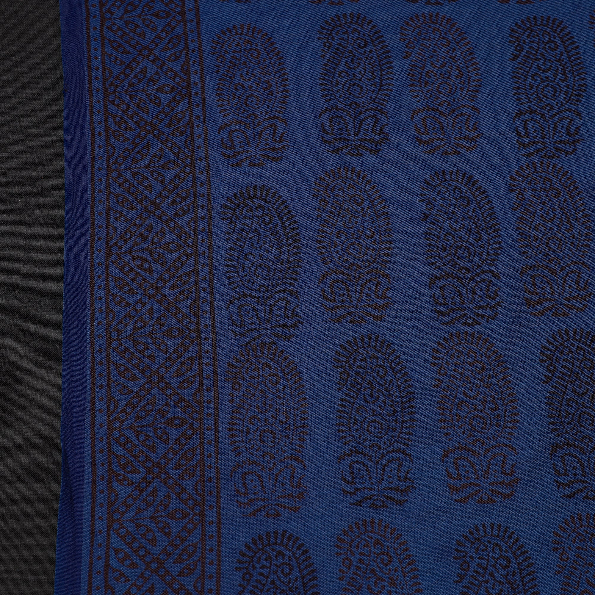 BAGH PRINTS BY UMAR FARUK KHATRI Blue - Bagh Hand Block Printed Chanderi Silk Handloom Fabric - view 4