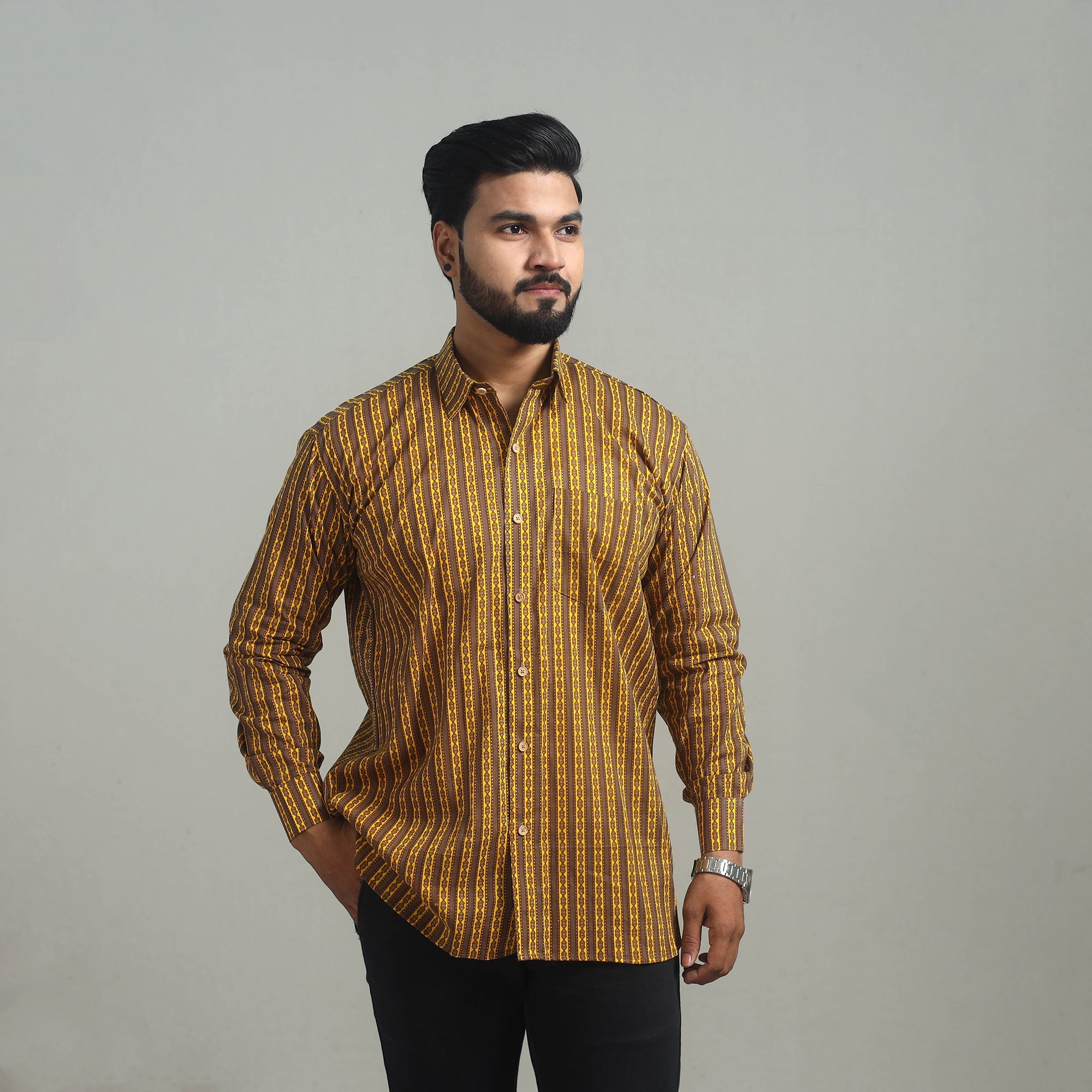 ITOKRI CASUALS Brown - Full Sleeve Cotton Men Jaipur Print Shirt 01 - view 3