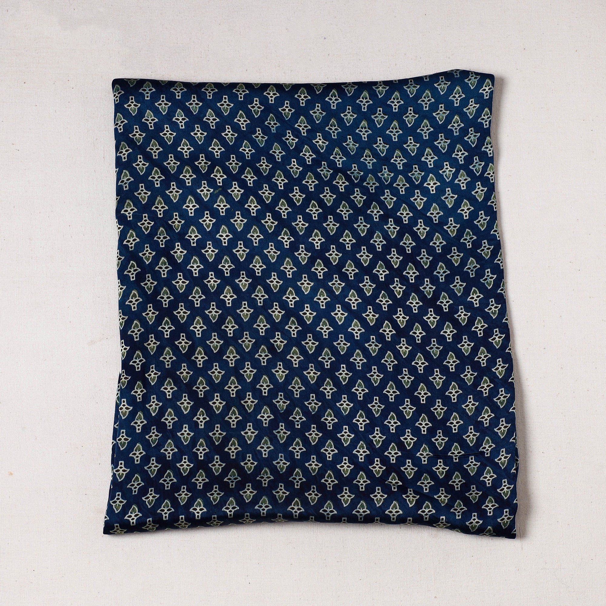 KACHCHH JI CHHAAP Blue - Ajrakh Block Printed Modal Silk Precut fabric - (1.15 meter)