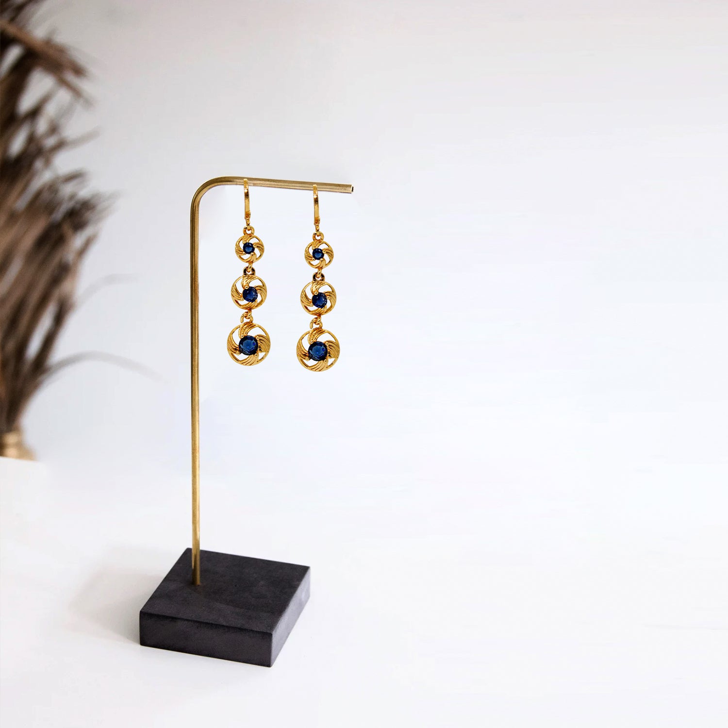 Branta Blue Diamond Drop Earrings For Women - view 2
