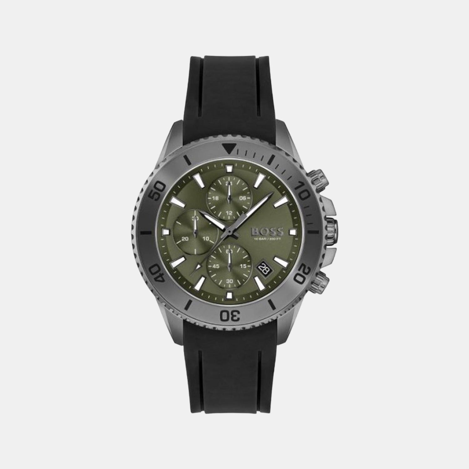 Boss Admiral Men Quartz Green Dial Analog Rubber Watch 1513967