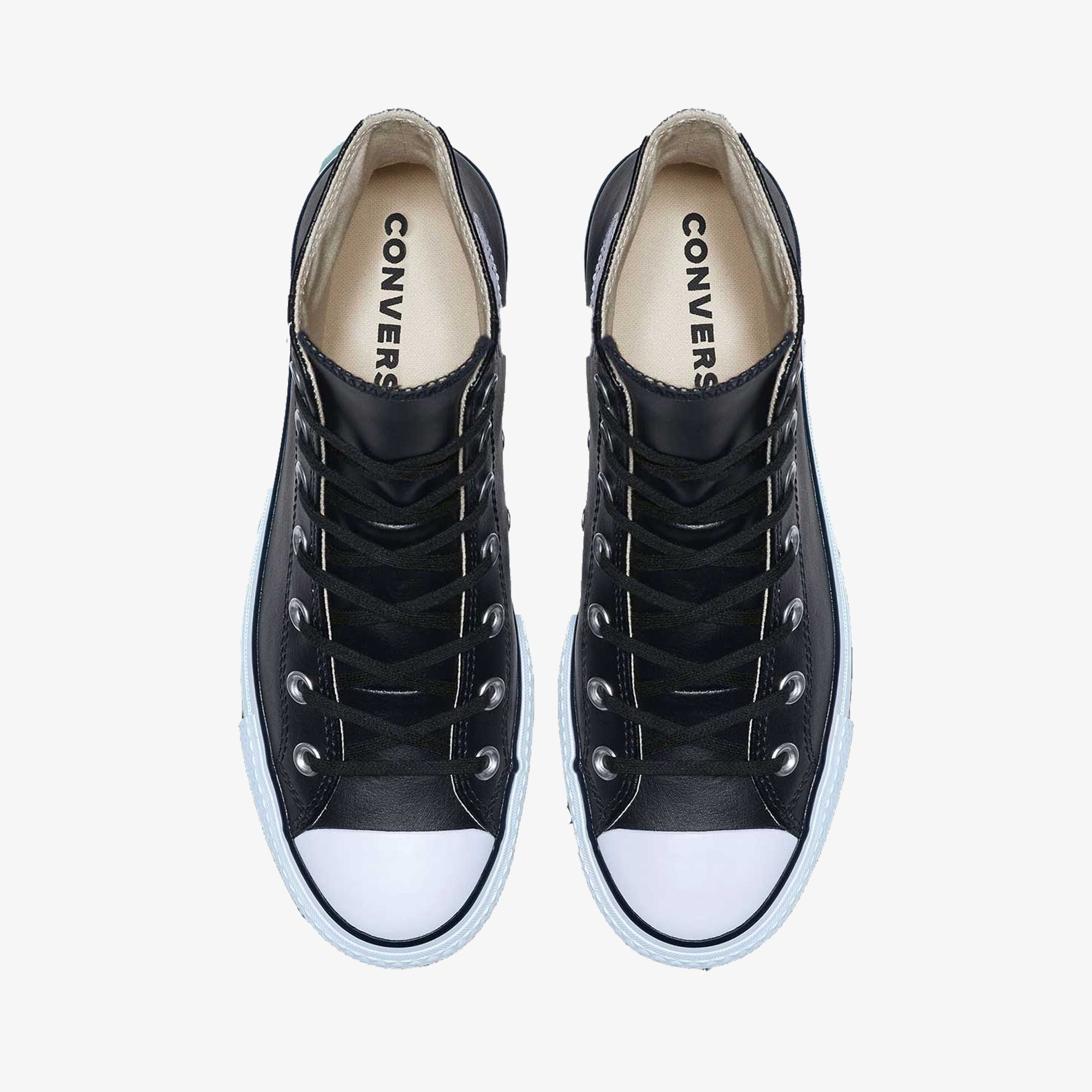 Converse | CHUCK TAYLOR ALL STAR LEATHER PLATFORM HI { BLACK/WHITE - view 2