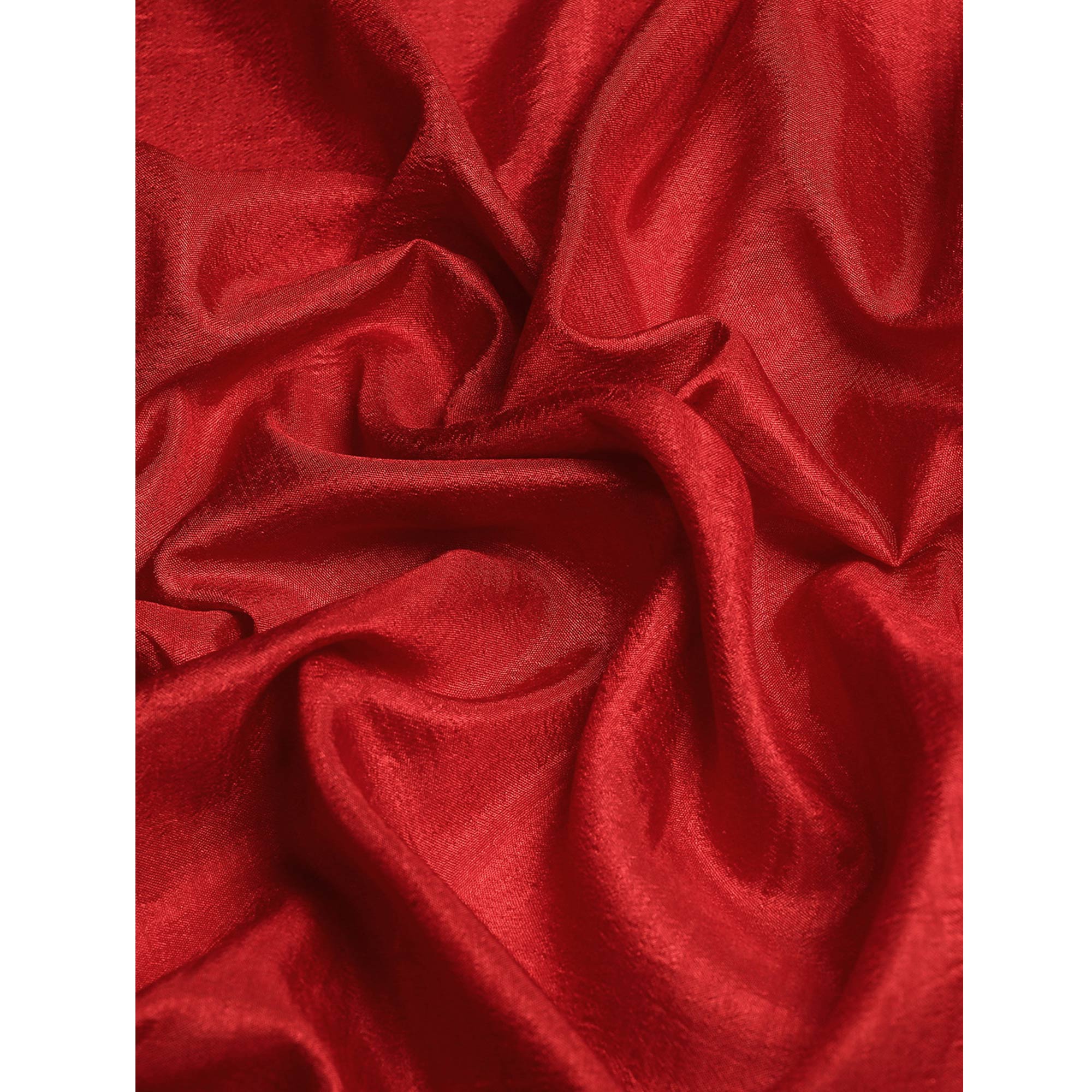 Peachmode Maroon Solid Vichitra Silk Saree With Fancy Zari Border - view 7