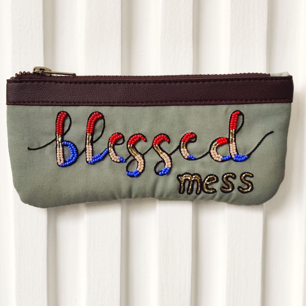 FUDAKTI Blessed Mess - Handcrafted Beadwork Cotton Spectacle Case - view 2