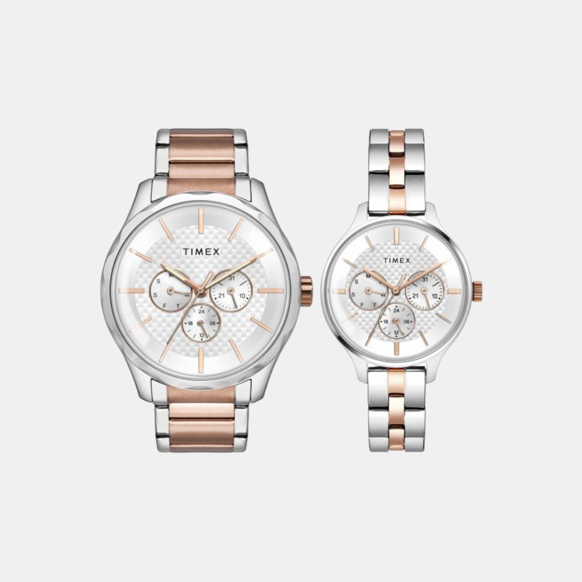 Timex Fashion Couple Quartz Silver Dial Multi-Function Stainless Steel Watch TW00PR291