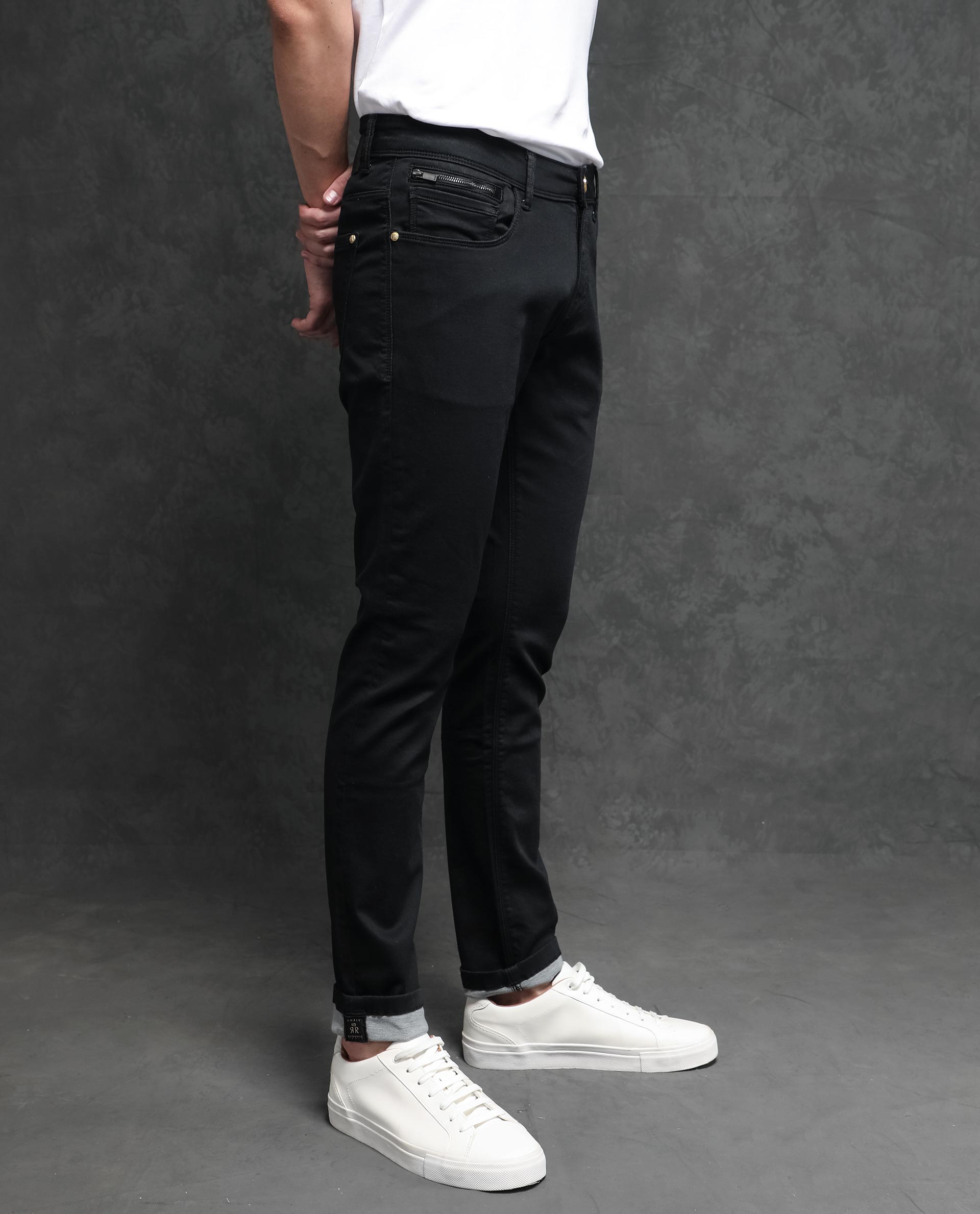 Rare Rabbit Men's Satinx Black Rinse Wash Mid-Rise Slim Fit Jeans - view 8