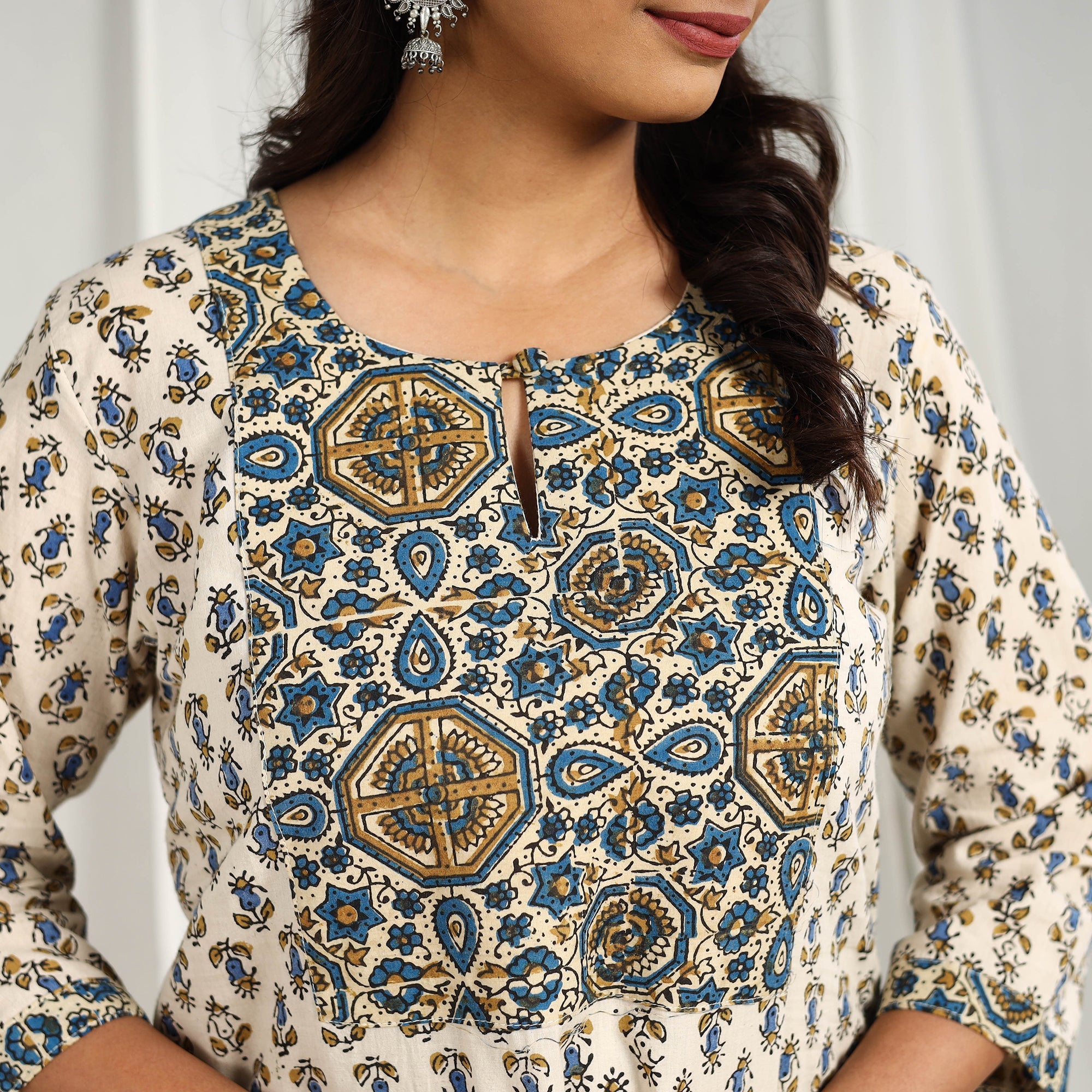 ITOKRI CASUALS Beige - Block Printed Cotton Straight Ajrakh Kurta 06 - view 4