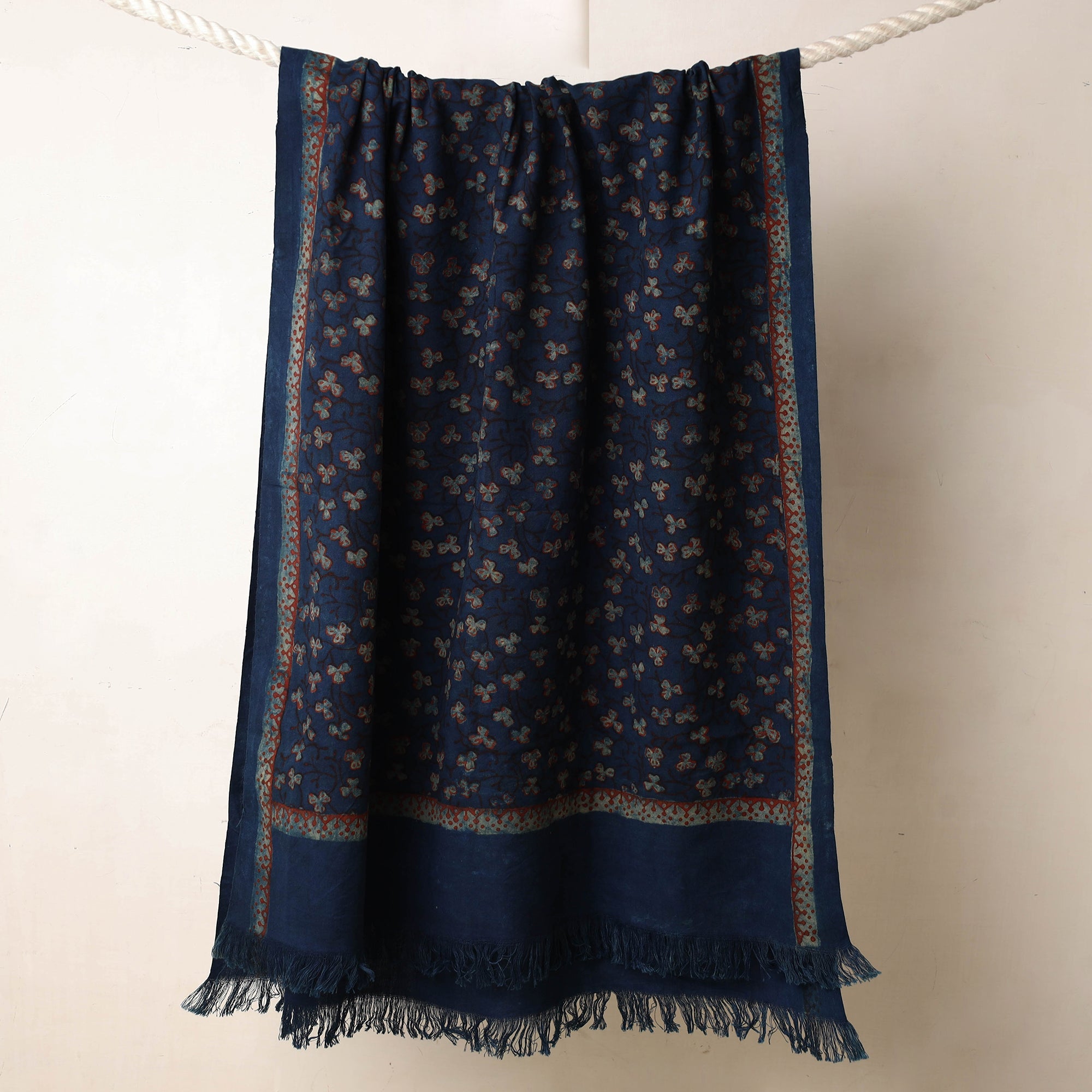 ITOKRI CRAFTS INITIATIVE Blue - Akola Block Printed Pure Handloom Cotton Towel - view 2
