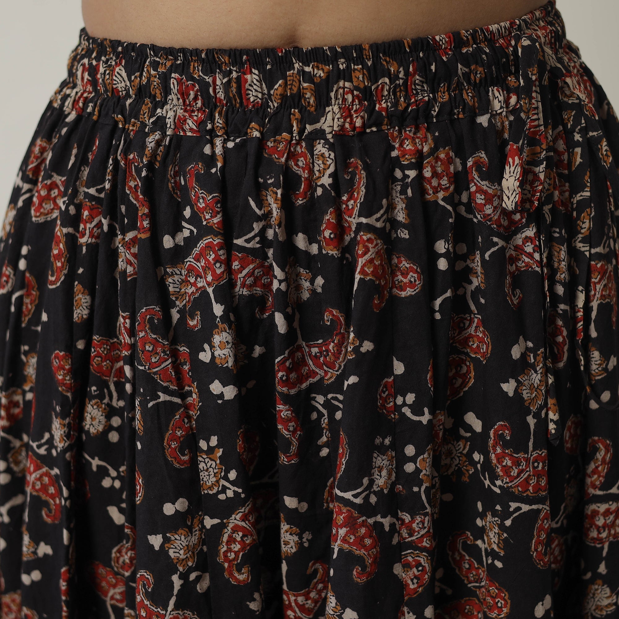 NOORI BAZAR Black - Bagru Block Printed 24 Kali Patchwork Cotton Long Skirt 36 - view 5