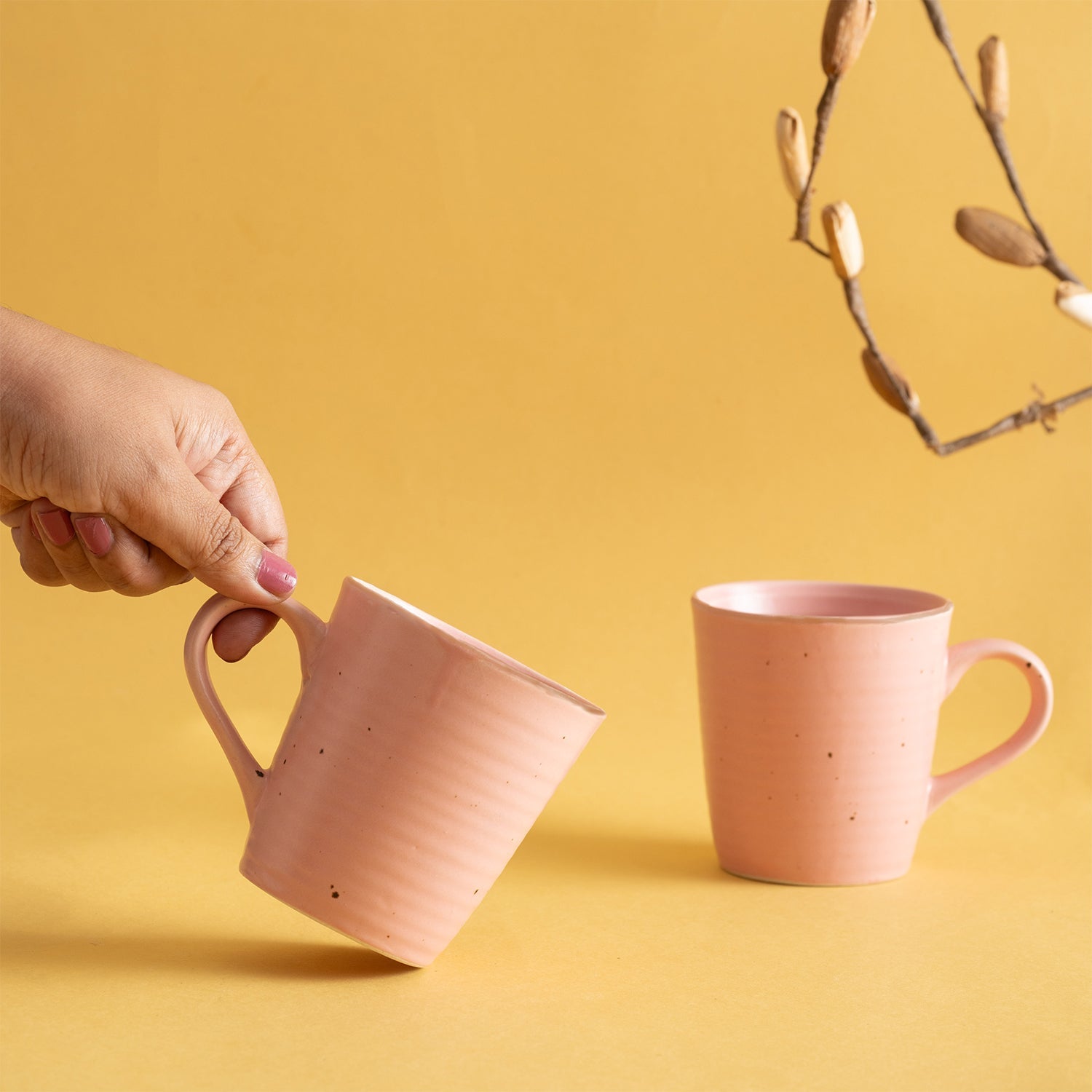 Tea coffee mugs – Urban Space Home Furnishing Handmade Ceramic Tea / Coffee Mugs, Set of 2, Warm Pink
