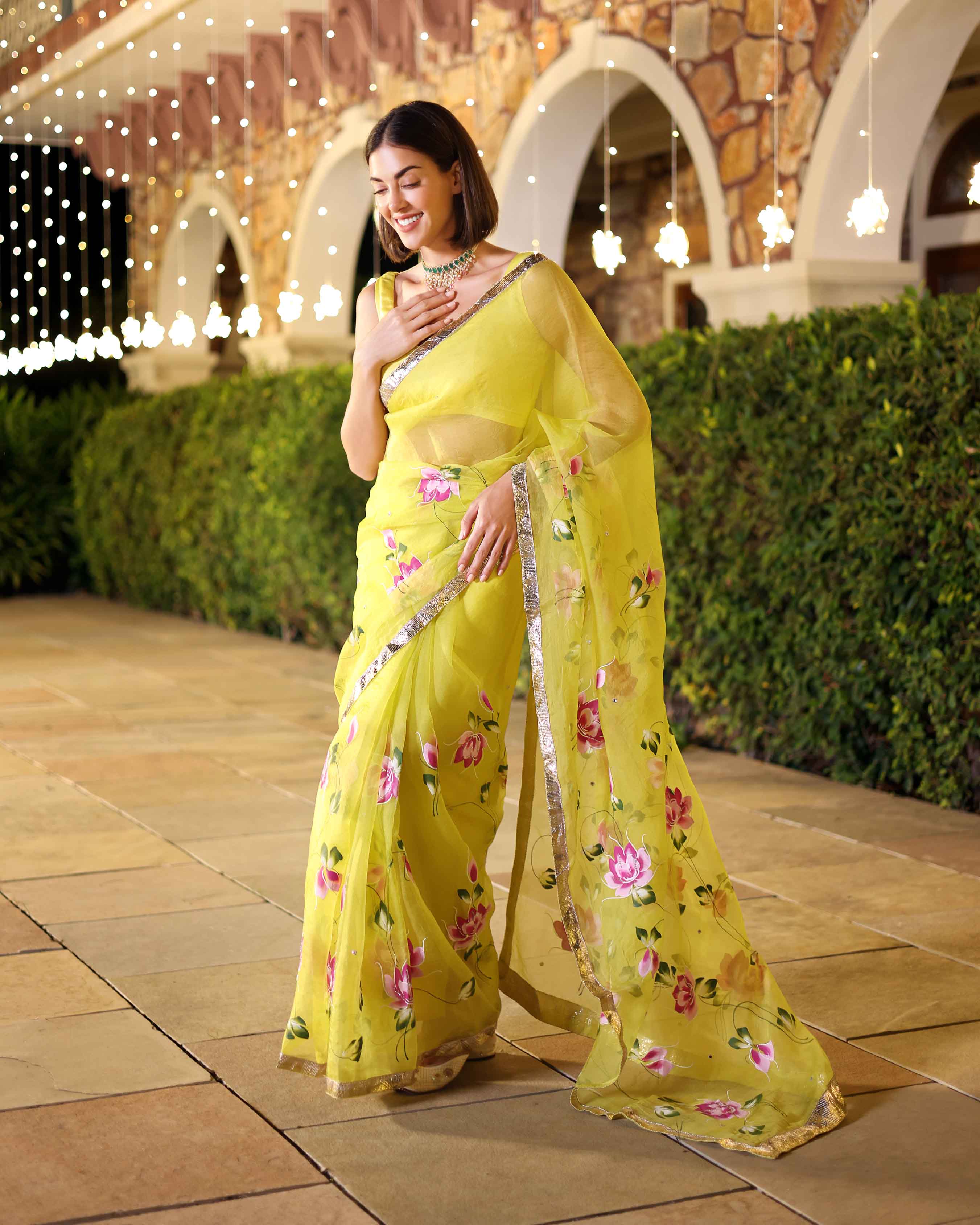 Aachho Yamini Handpainted Pure Organza Saree – Women's - view 4