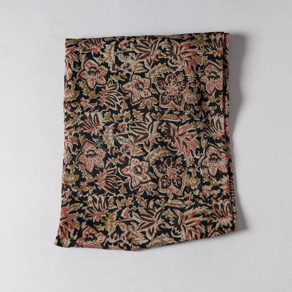 SOUTH KARGHA Black - Kalamkari Block Printing Chanderi Silk Precut Fabric (1.1 meter)