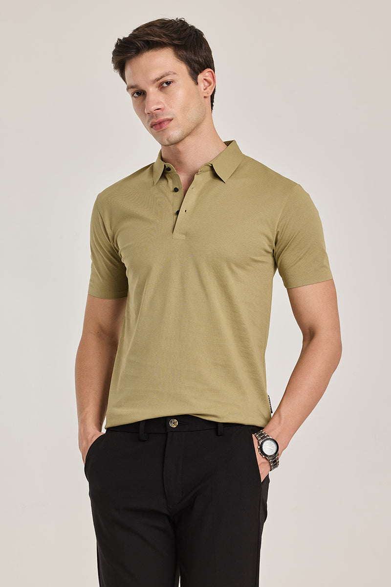 SNITCH Olive Stitchless Polo T-Shirt