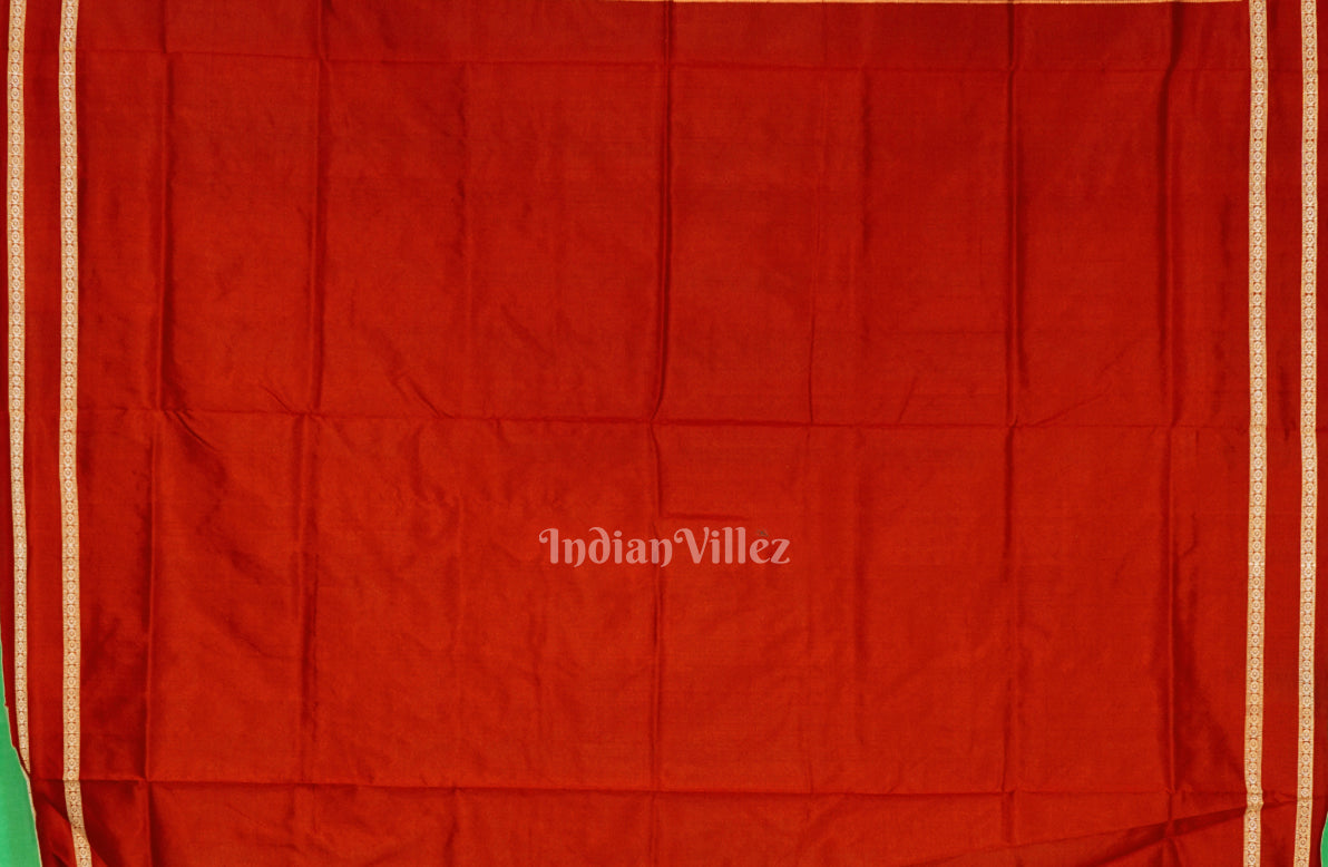 IndianVillèz White Red Shree Mandir Theme Sambalpuri Ikat Silk Saree - view 5