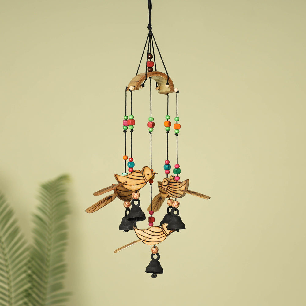 ITOKRI CRAFTS INITIATIVE Bird - Handcarved Khamhar Wood Jhoomar / Hanging