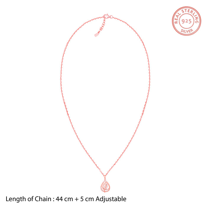 GIVA Jewellery Rose Gold Leaf Ritz Pendant With Link Chain - view 6