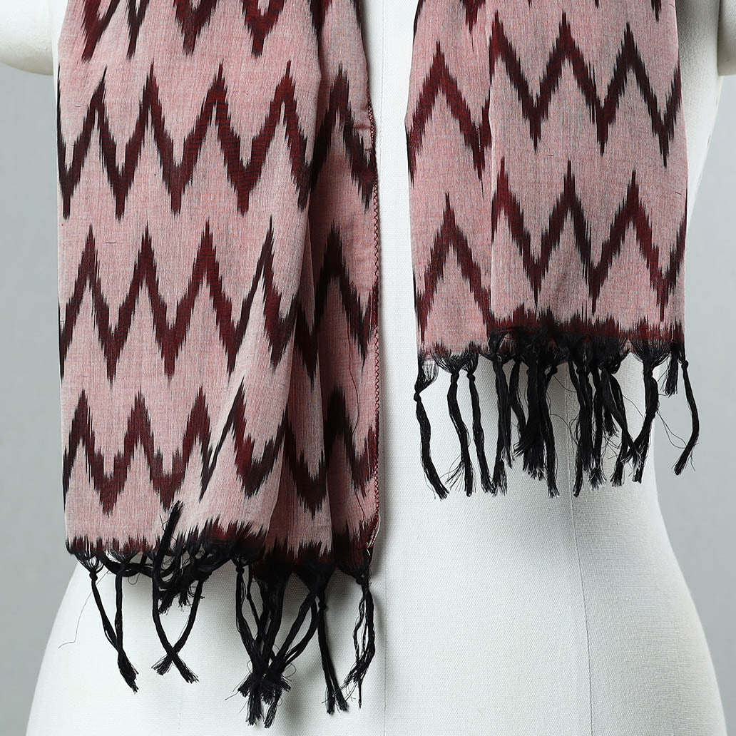 SOUTH KARGHA Brown - Handloom Mercerized Cotton Pochampally Ikat Stole 13 - view 3
