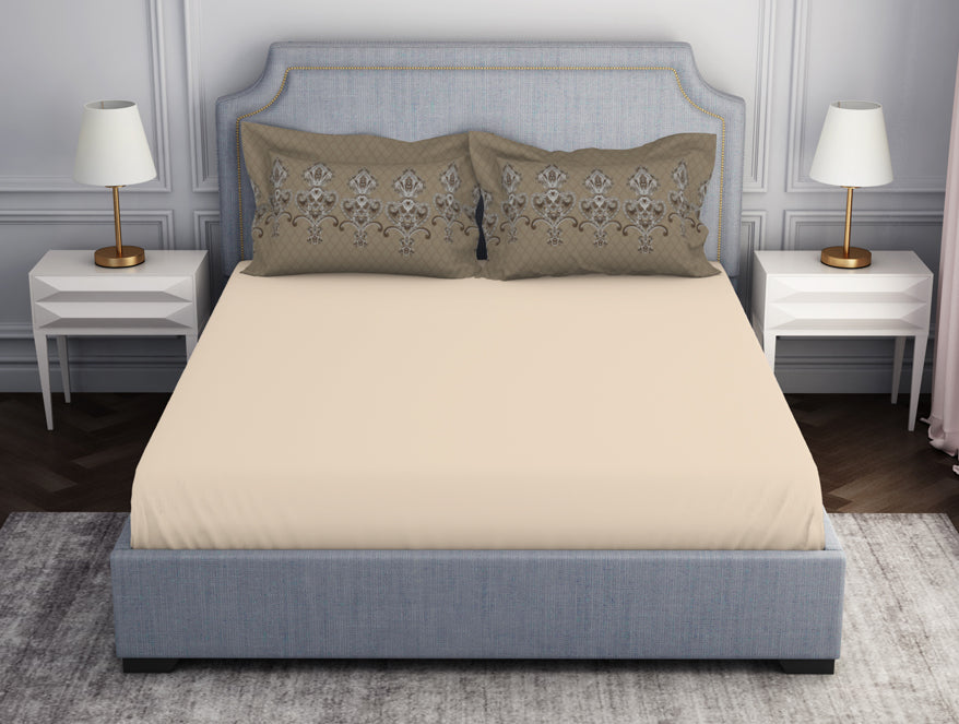 Spaces India Ornamenta Ornate Mineral Blue 100% Cotton King Size Bedsheet - Essentials by Spaces