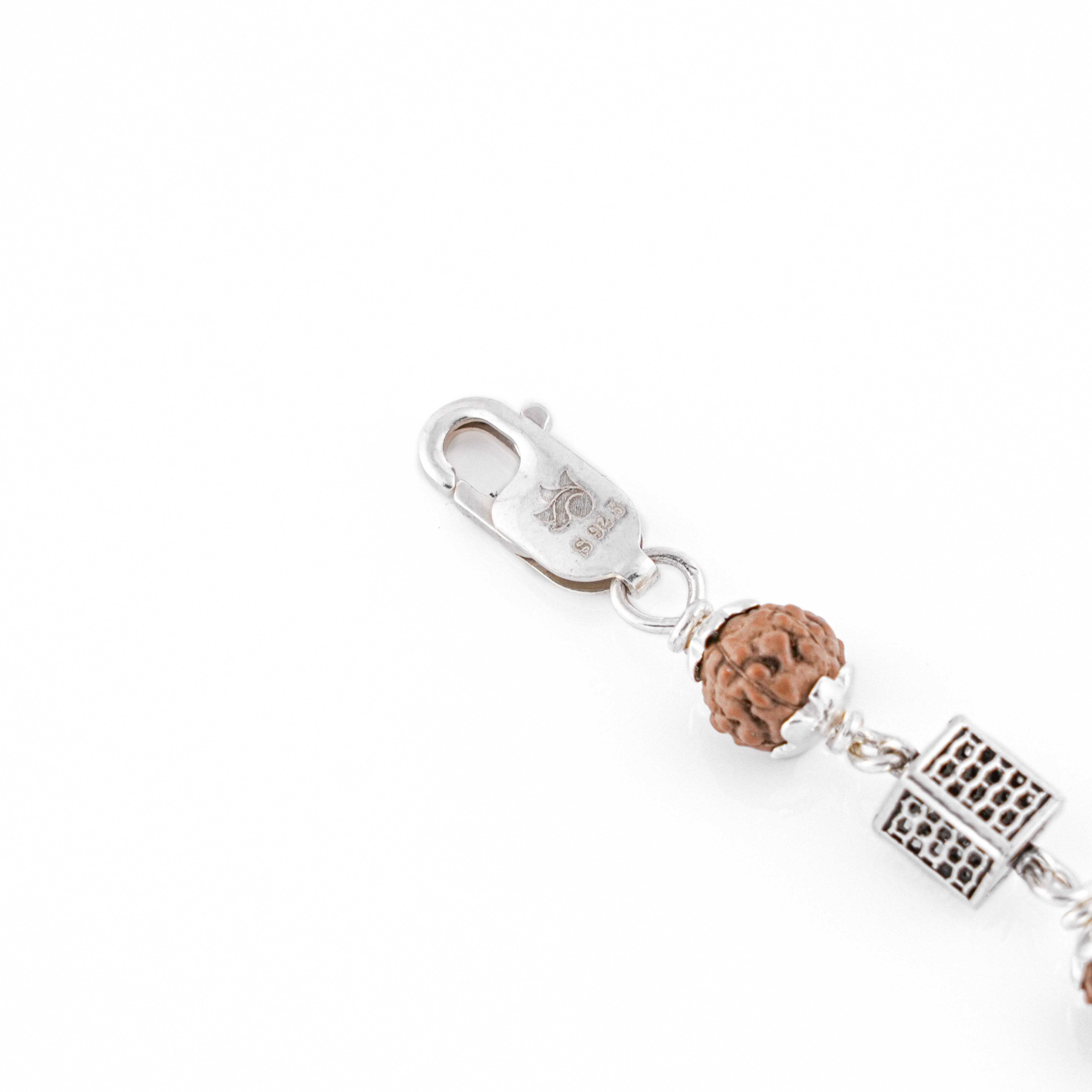 Prinjal Jewellers Silver Rakhi with Square Cylinder Rudraksha Beads - view 6