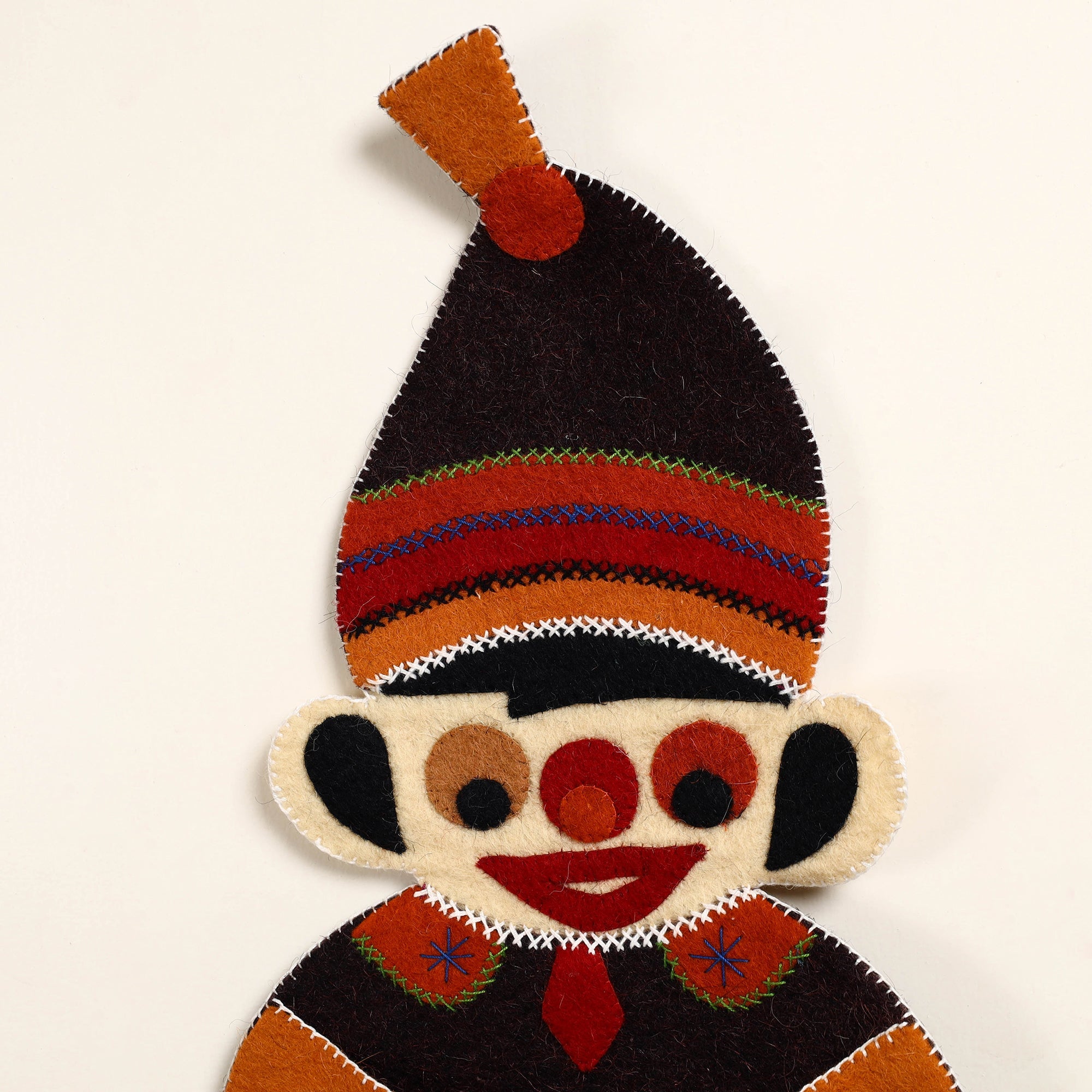 ITOKRI CRAFTS INITIATIVE Black - Hand Felted Pure Wool Namda Joker Wall Hanging (27 in x 11 in) - view 4