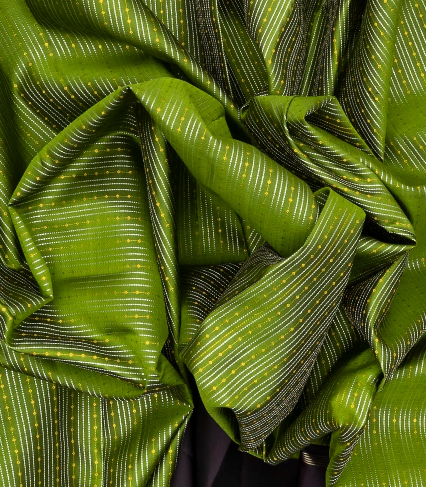 RmKV Green Handloom Kanchipuram Silk Saree With Zari Stripes - view 3