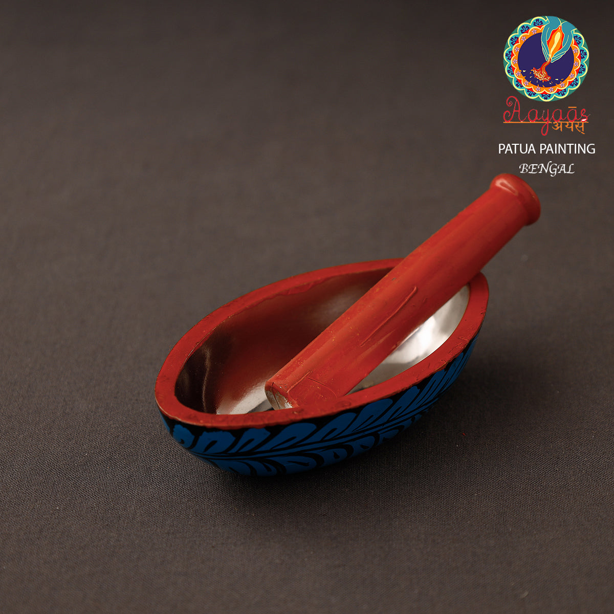 AAYAAS Bengal Patua Handpainted Mortar and Pestle Set 02