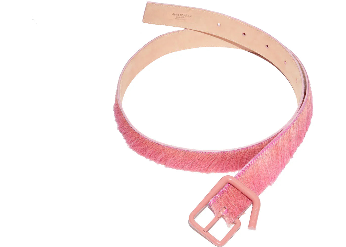 Acne Studios Deconstructed Hairy Leather Bucket Belt Bright Pink - view 2