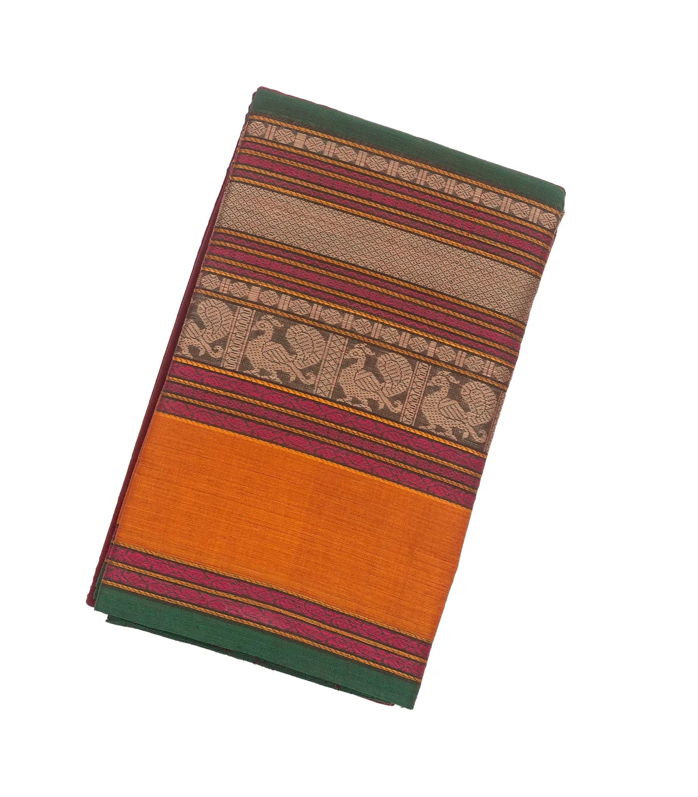 RmKV Crimson Handloom Kanchi Cotton Saree With Contrast Border