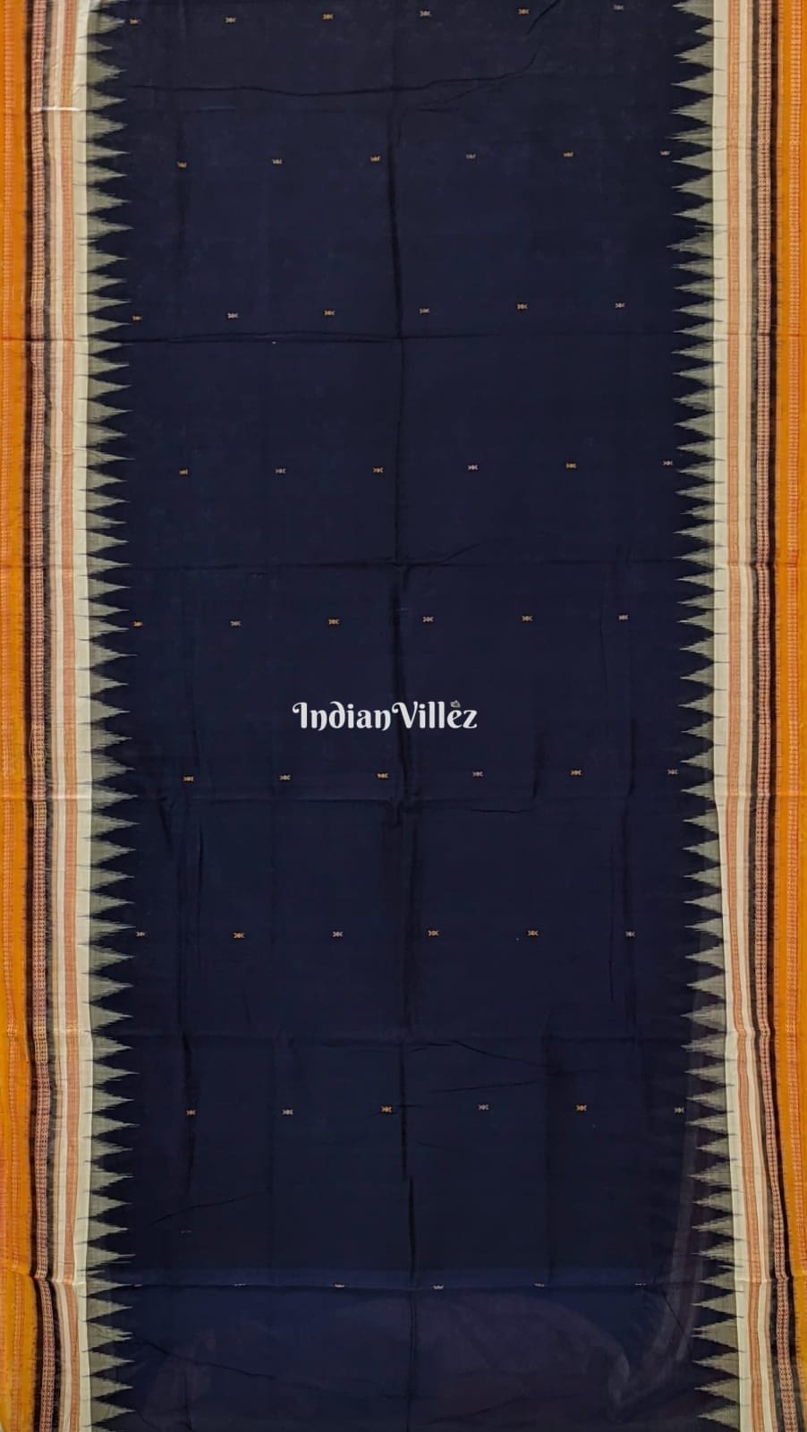 IndianVillèz Blue White Yellow Bomkai Sambalpuri Cotton Saree - view 2
