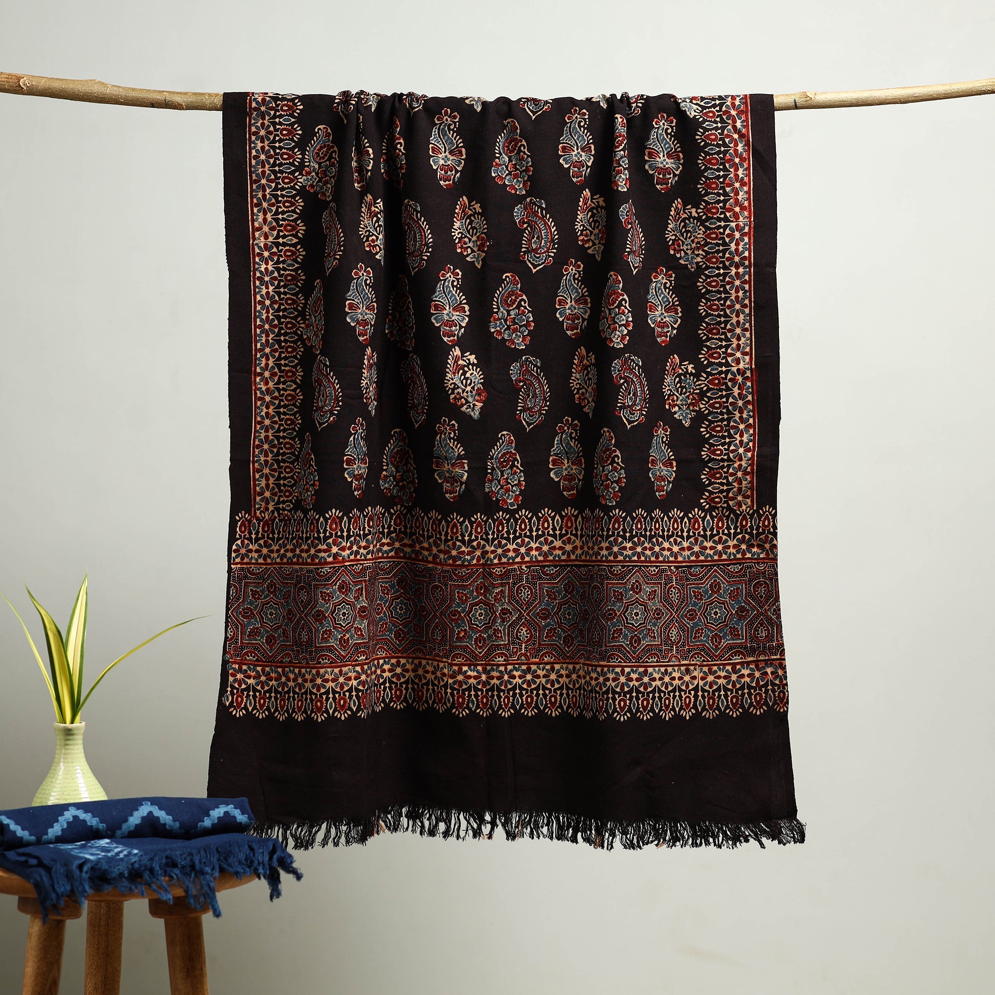 KACHCHH JI CHHAAP Black - Block Print Cotton Ajrakh Handloom Towel 22