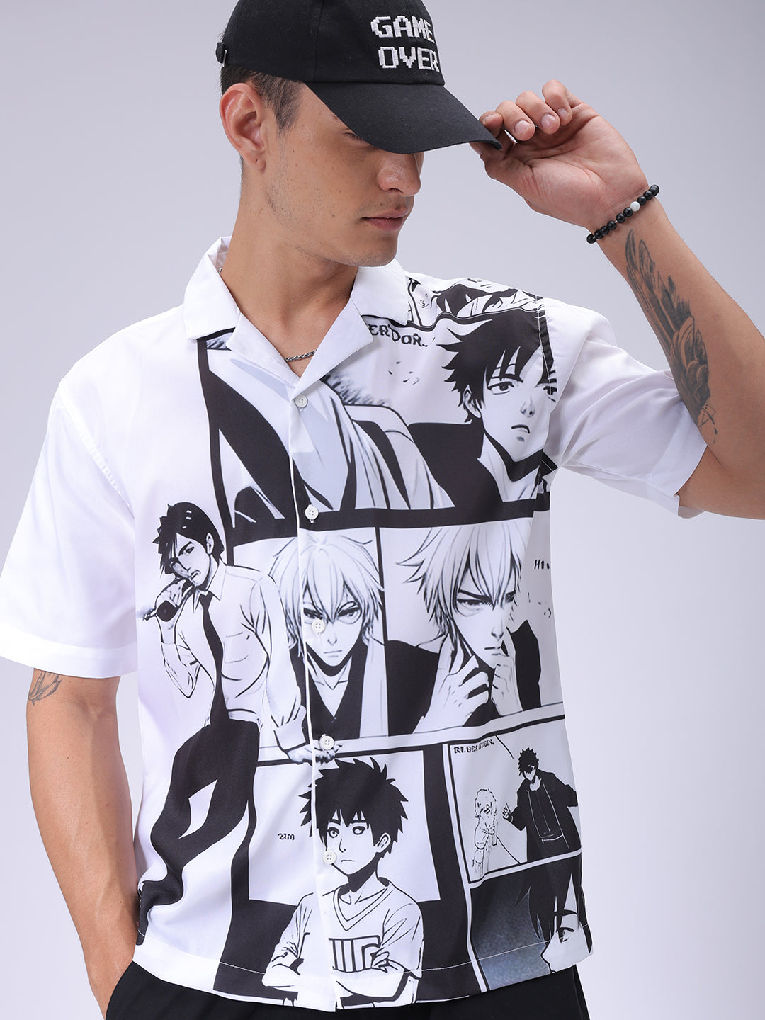The Indian Garage Co Men's Black Oversized Fit Graphic Shirt