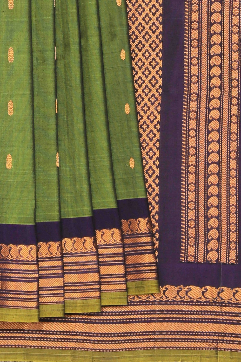 Kalanjali Gadwal Cotton Silk Green Saree – Women's