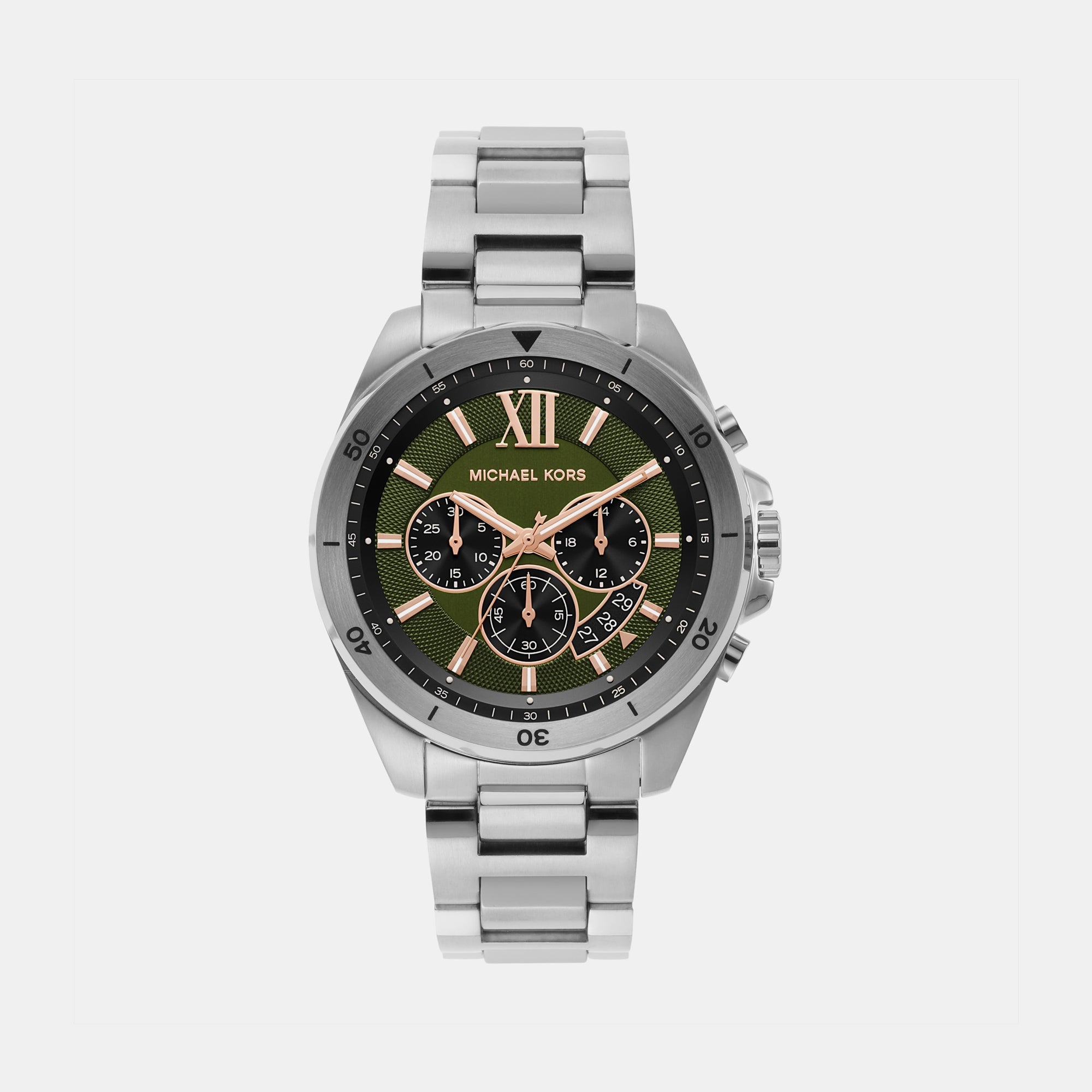 Michael Kors Brecken Men Quartz Green Dial Chronograph Stainless Steel Watch MK8984