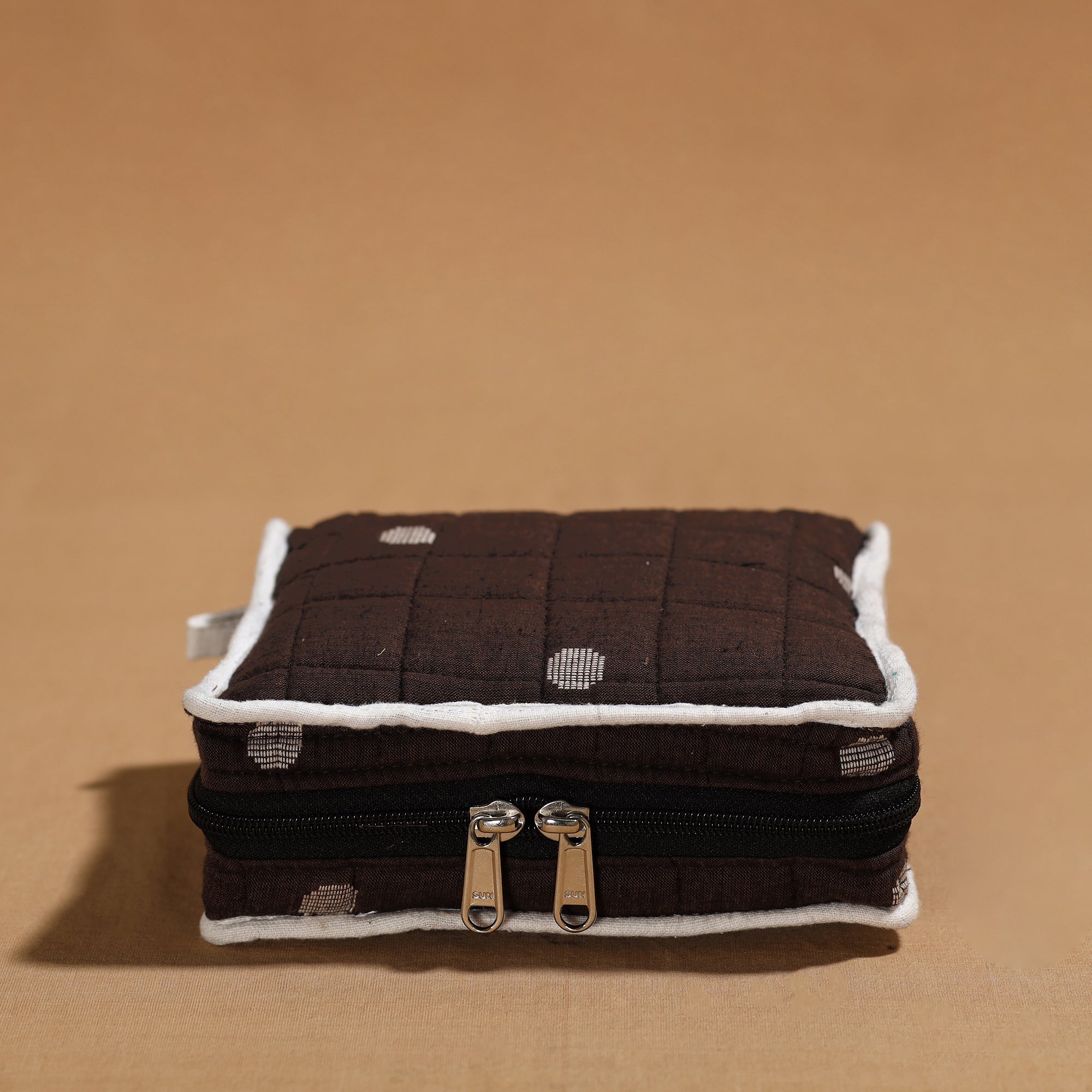 NOORI BAZAR Brown - Handmade 4 Pockets Cotton Jewelry Bag 04