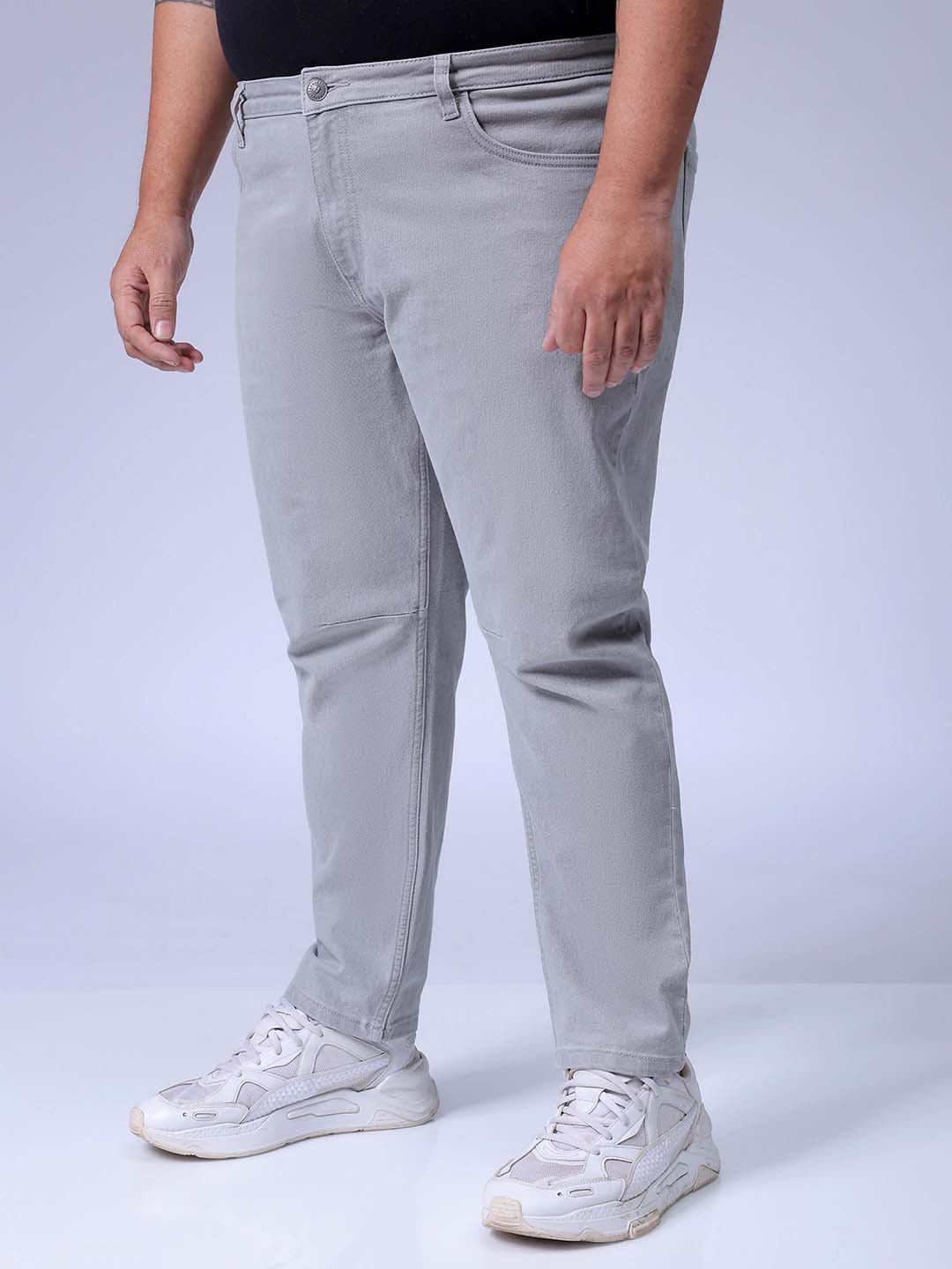 Hardsoda Men's Plus Size Grey Carrot Fit Solid Stretchable Jeans - view 3