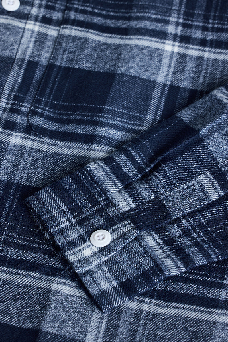 SNITCH Navy Plaid Box Fit Flannel Shirt - view 8