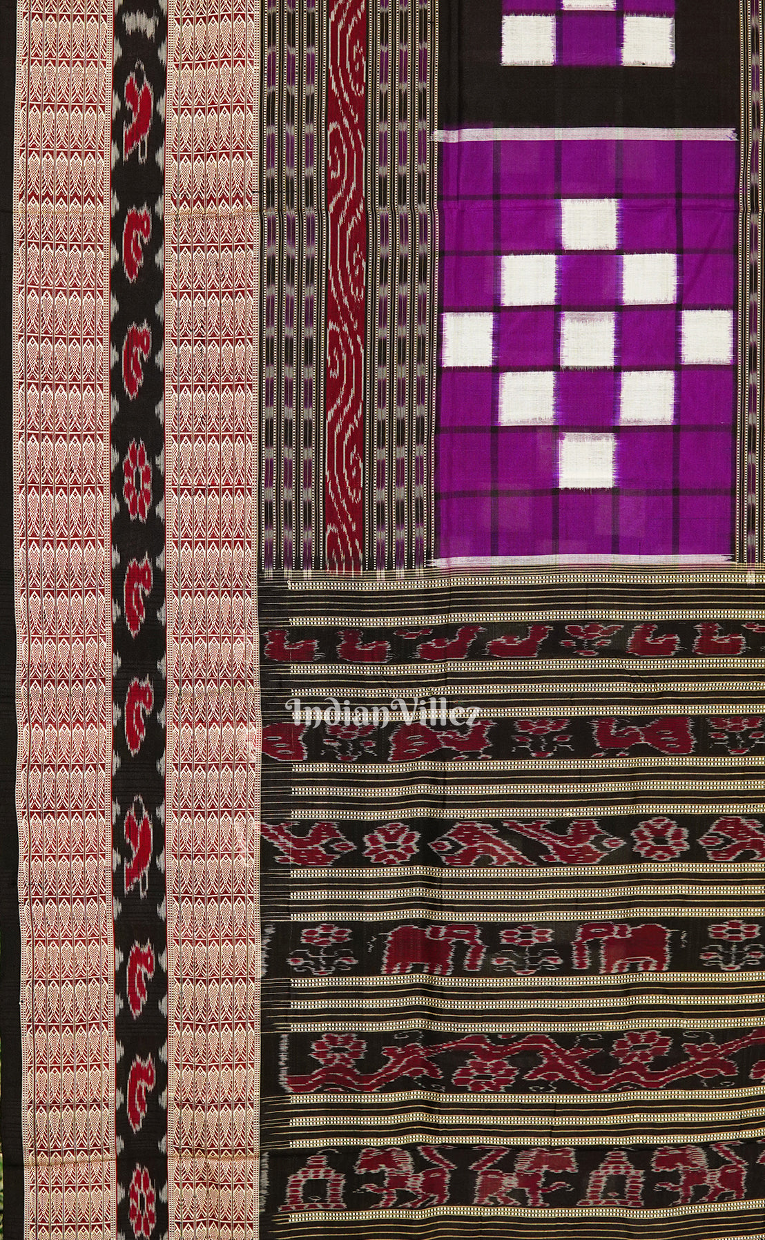 IndianVillèz Black Pasapalli Sambalpuri Ikat Silk Saree with Bichitrapuri Border - view 4