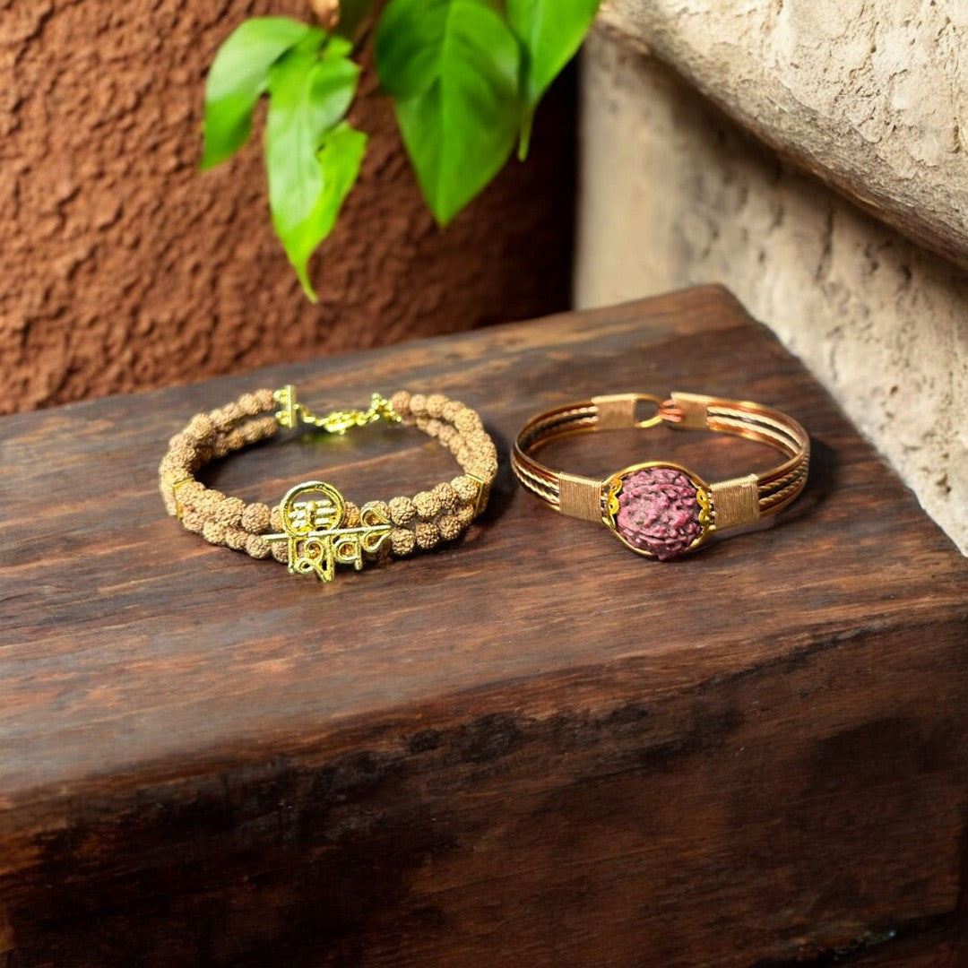 Soultheory Rudraksha Shiv Bracelet + Pure Copper Bracelet (Combo)