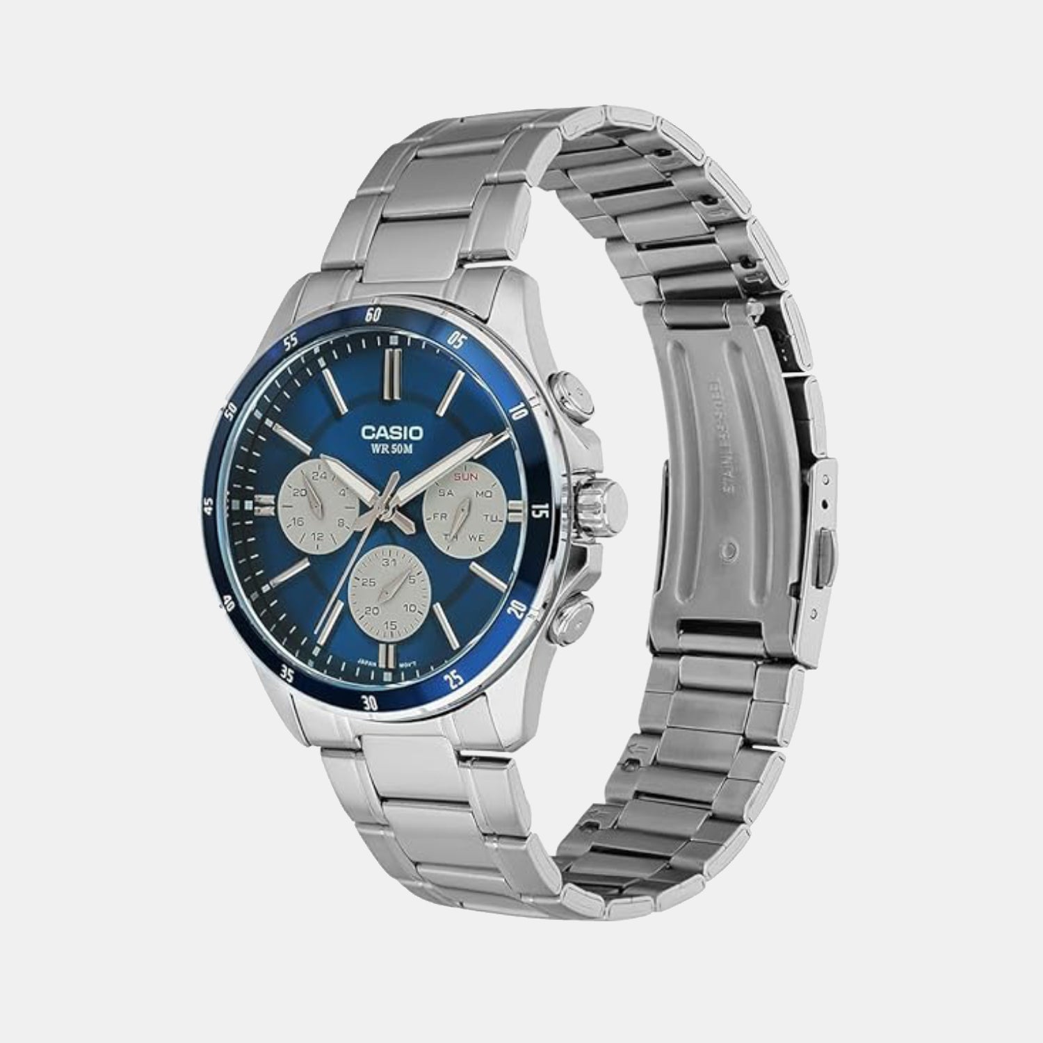Casio Enticer Men Quartz Blue Dial Multi-Function Stainless Steel Watch A2346 - view 2