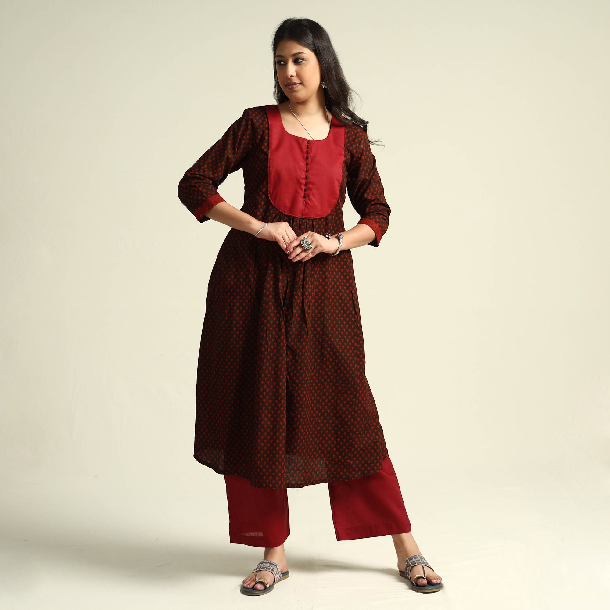 ITOKRI CASUALS Black - Bagh Block Printed Cotton Kurta with Palazzo Set - view 3
