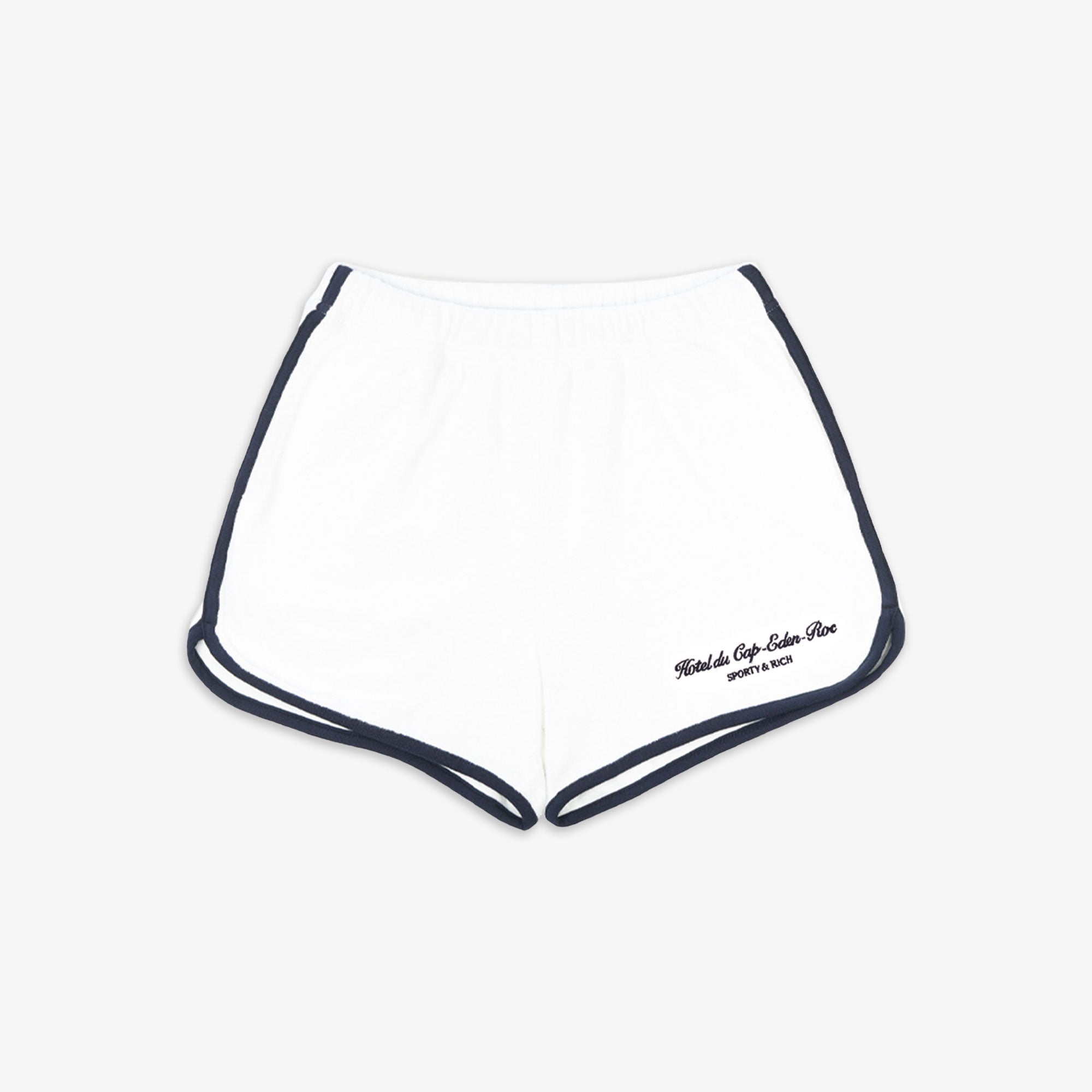 Sporty & Rich | Hotel Du Cap Cursive Terry Shots { White/navy