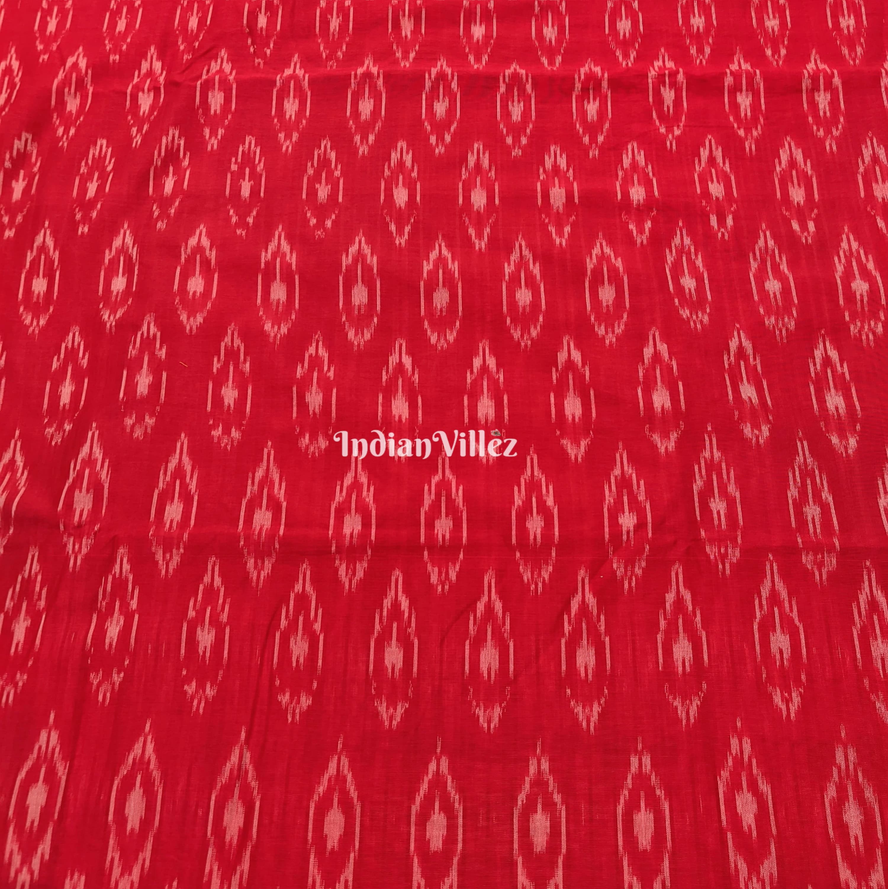 IndianVillèz Red Pochampally Ikat Cotton Fabric - view 2