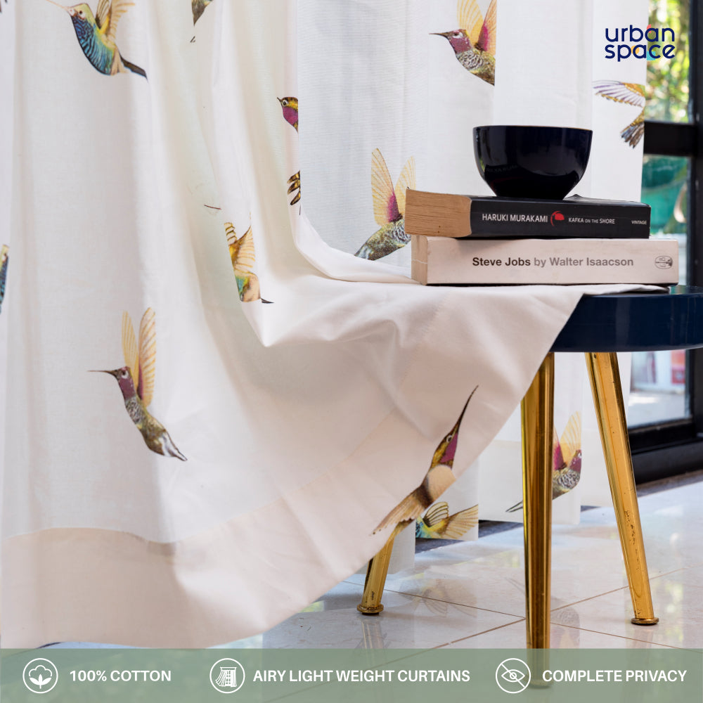 Urban Space -Home Furnishing Store 100% Cotton Curtains for Living Room, Bedroom curtains - Pack of 2 curtains, Macaw - Yellow - view 4