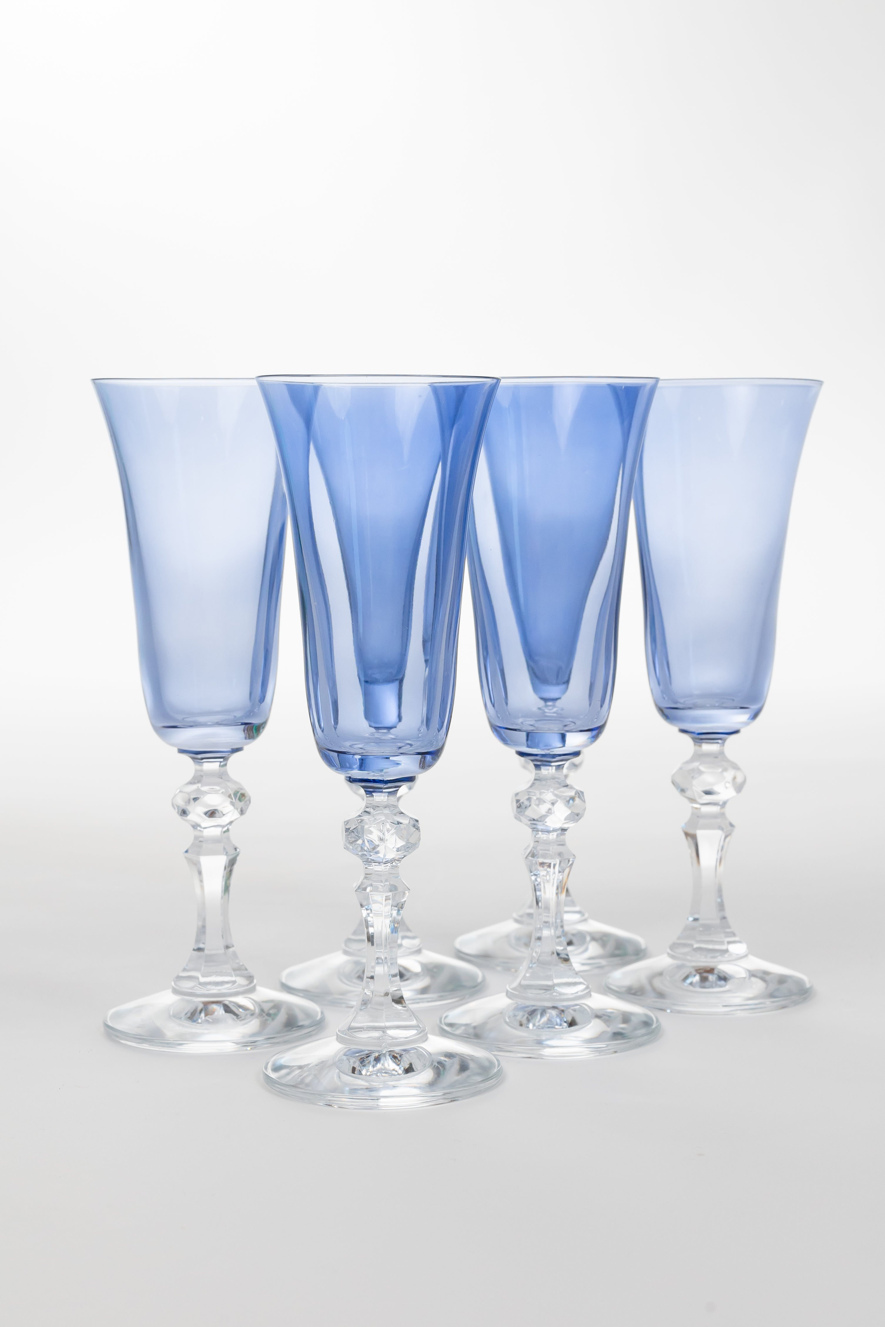 Estelle Colored Glass Estelle Colored Regal Flute With Clear Stem - Set of 6 {Cobalt Blue}