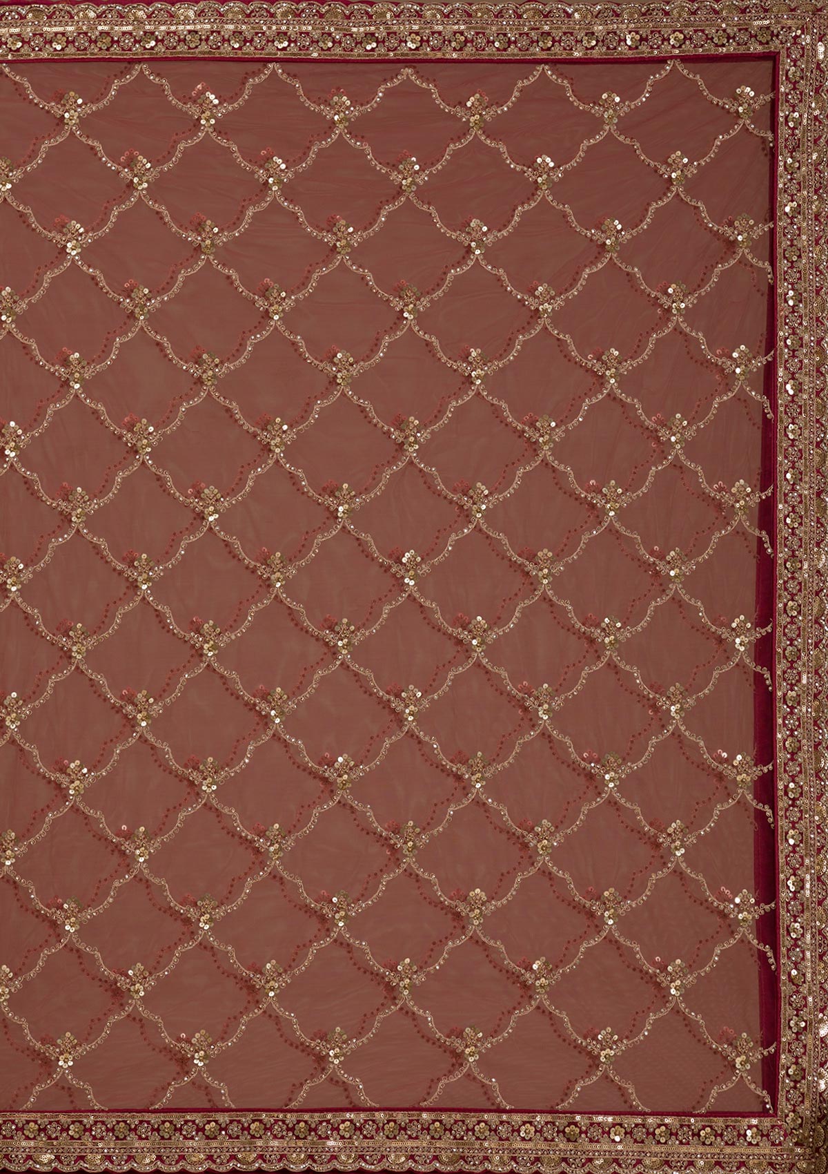 Koskii Light Brown Sequins Net Readymade Lehenga - view 8