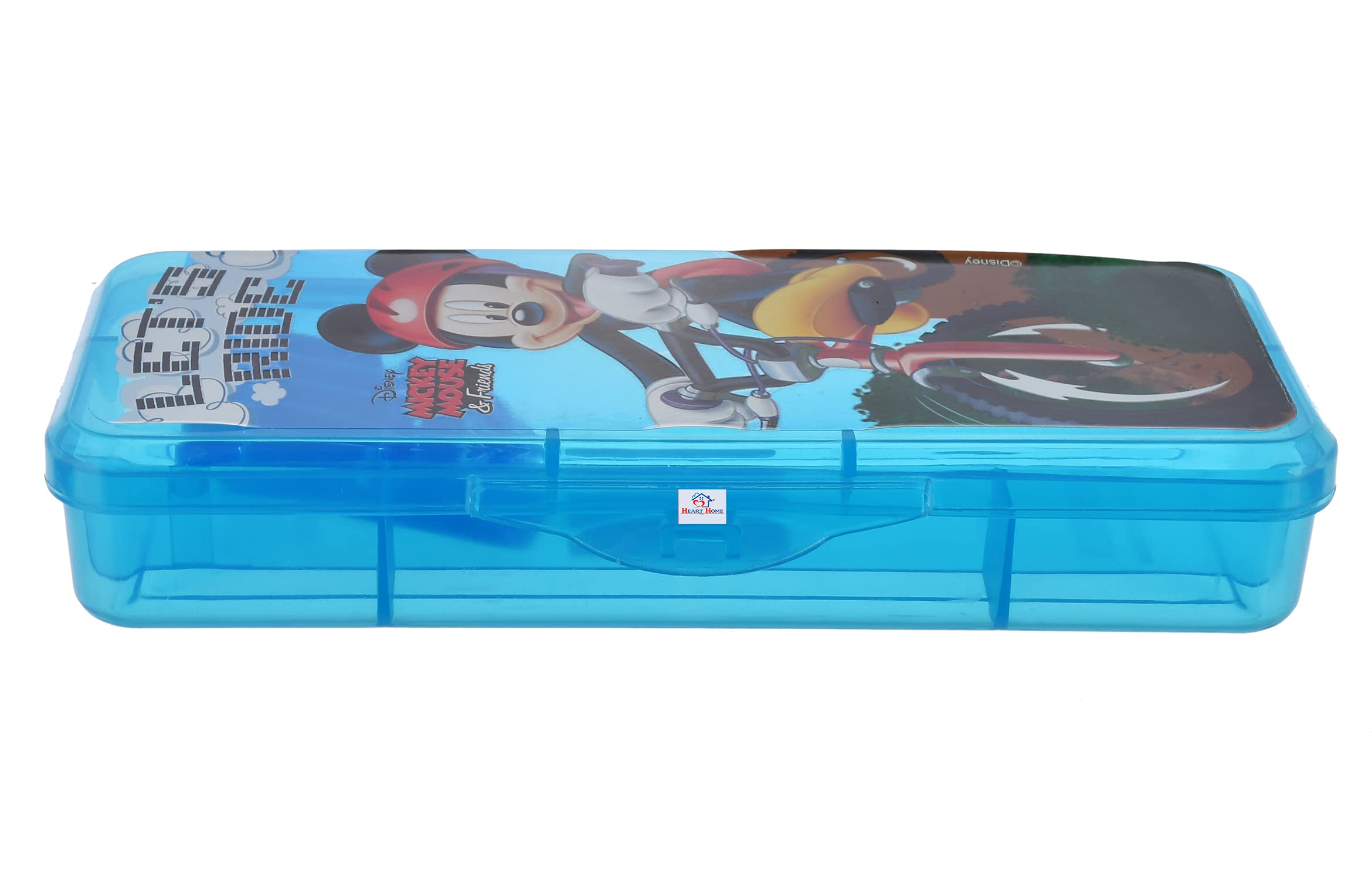 Heart Home Micky Mouse Printed Tranasparent Plastic Pencil Box Mini Organizer Storage Box for Kids (Blue) - view 4