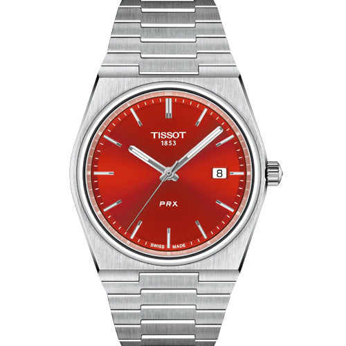 Tissot T-Classic PRX Quartz Red Dial Men 40mm T1374101142100